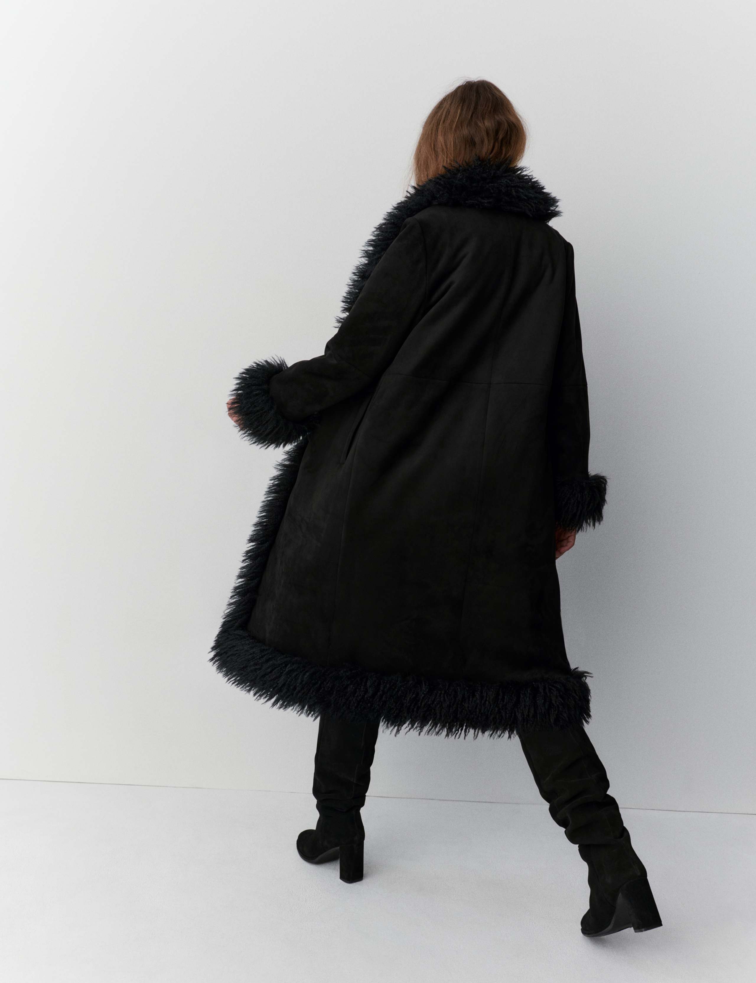 Faux Fur Trim Longline Coat 5 of 6