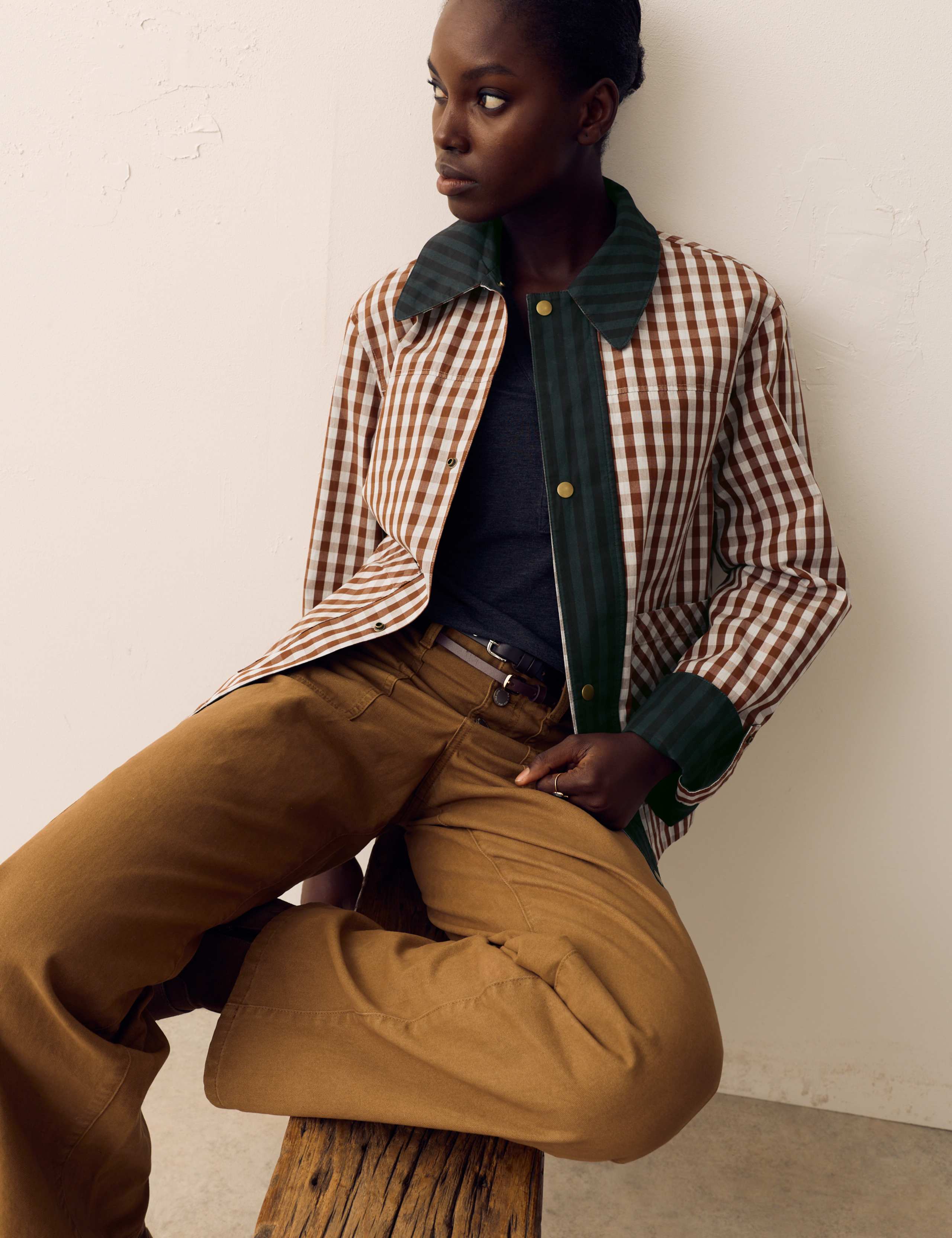 Pure Cotton Check Stripe Reversible Checked Jacket 4 of 7