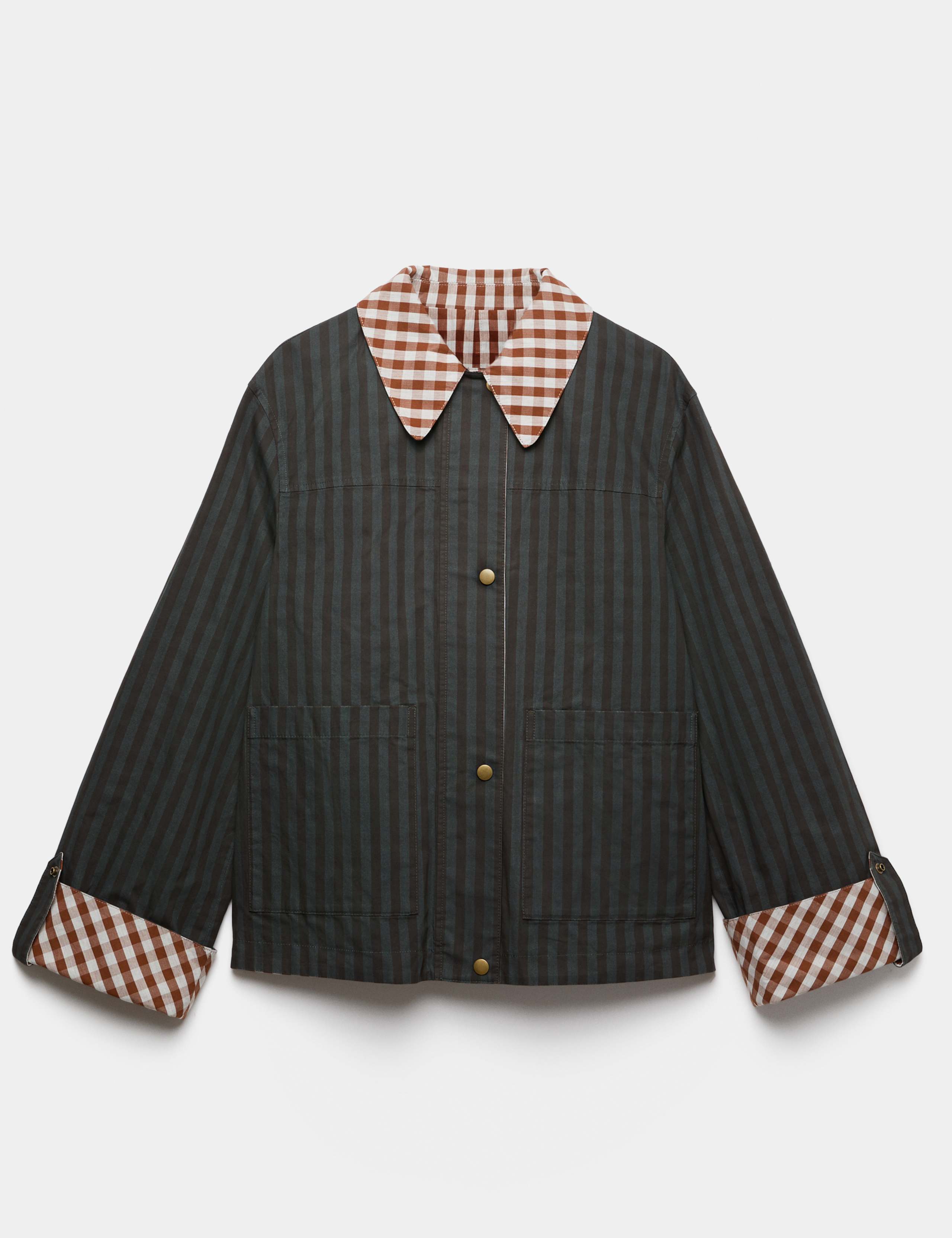 Pure Cotton Check Stripe Reversible Checked Jacket 2 of 7