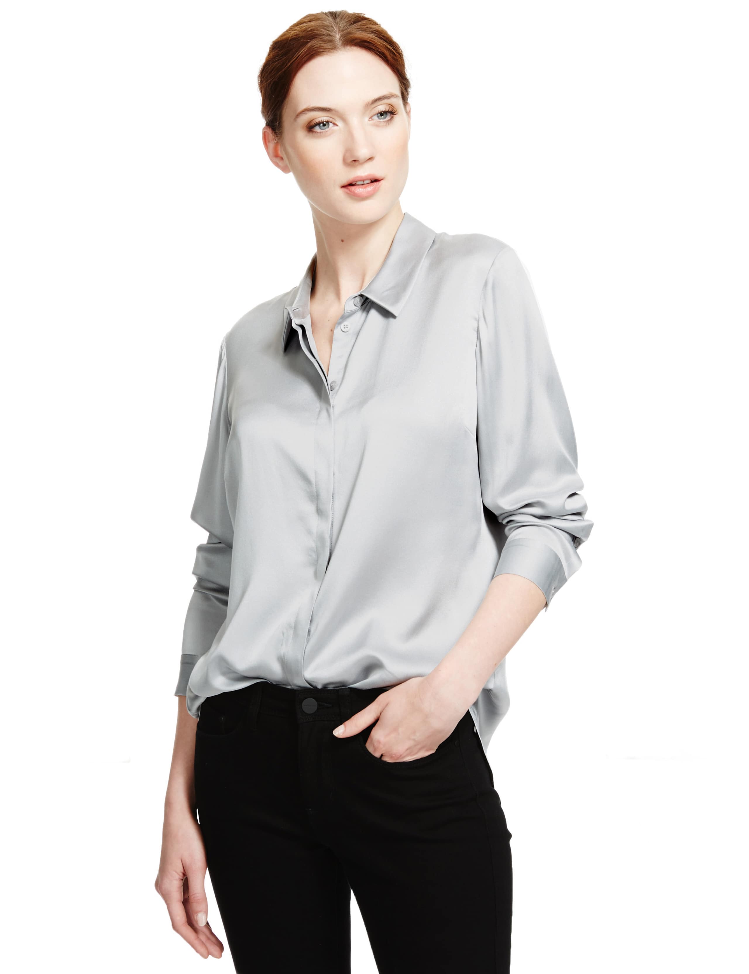 Pure Silk Long Sleeve Blouse 1 of 4