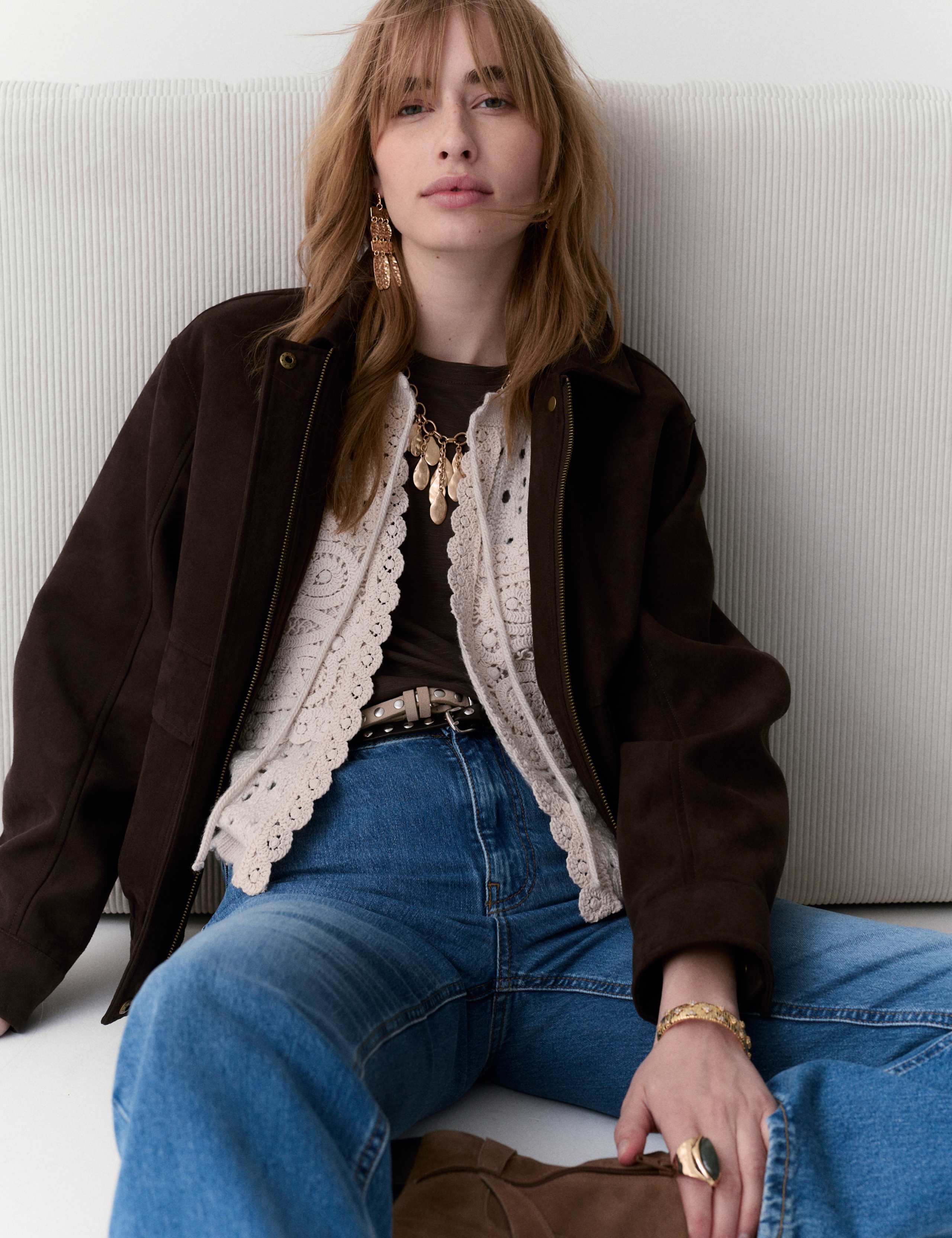 Suedette Collared Bomber Jacket 6 of 6