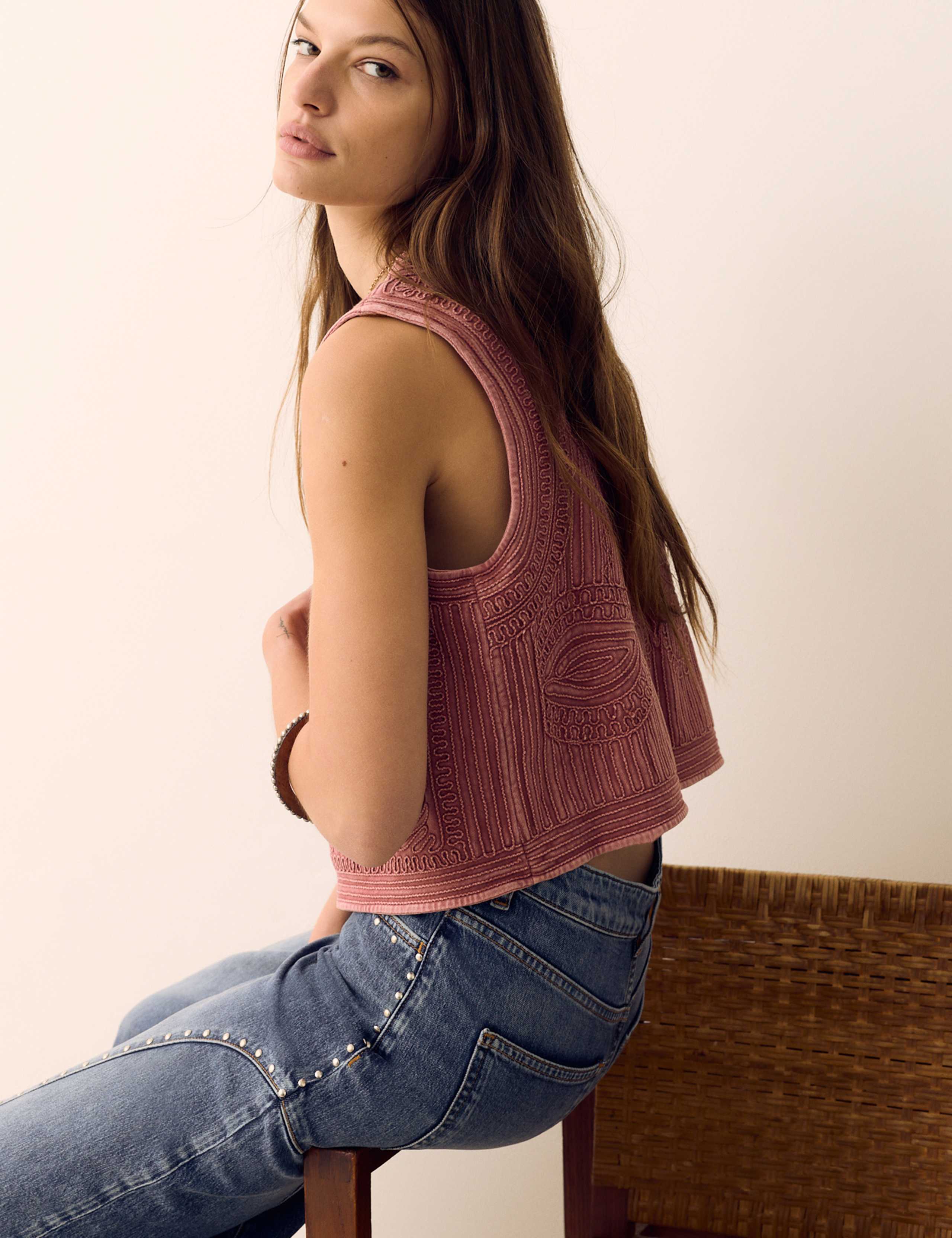 Pure Cotton Embroidered Gilet 3 of 6