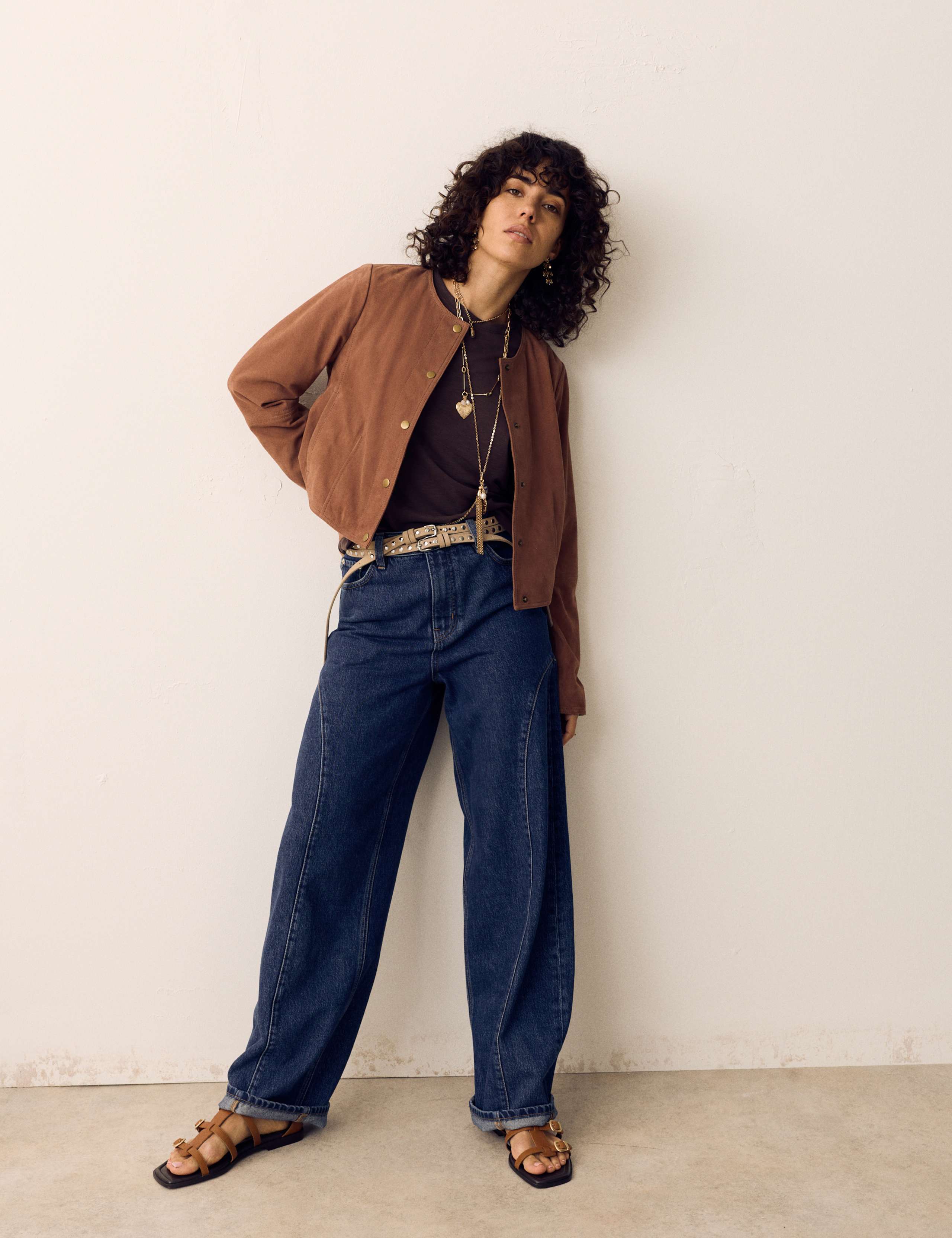 Suede Collarless Cropped Jacket 5 of 6