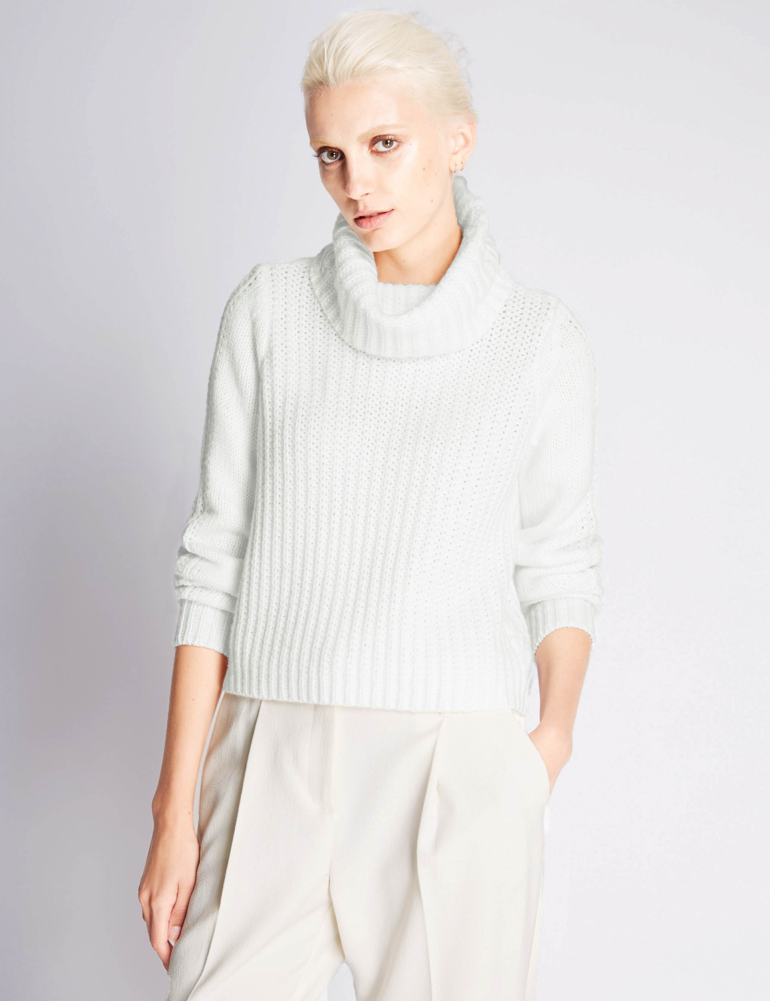 Chunky Knit Cowl Neck Jumper with Wool 1 of 4