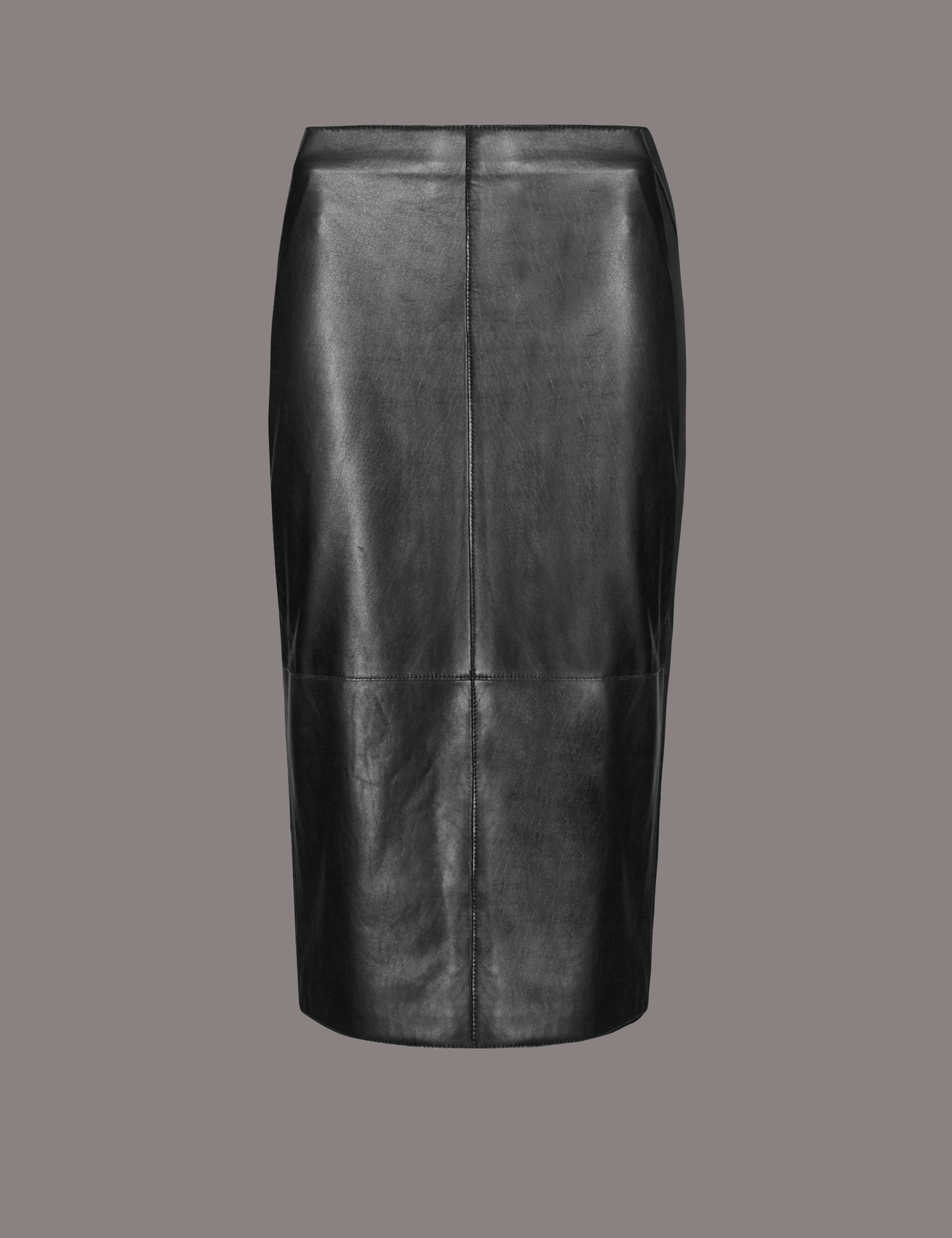 Leather Panel Detail Pencil Skirt 2 of 4