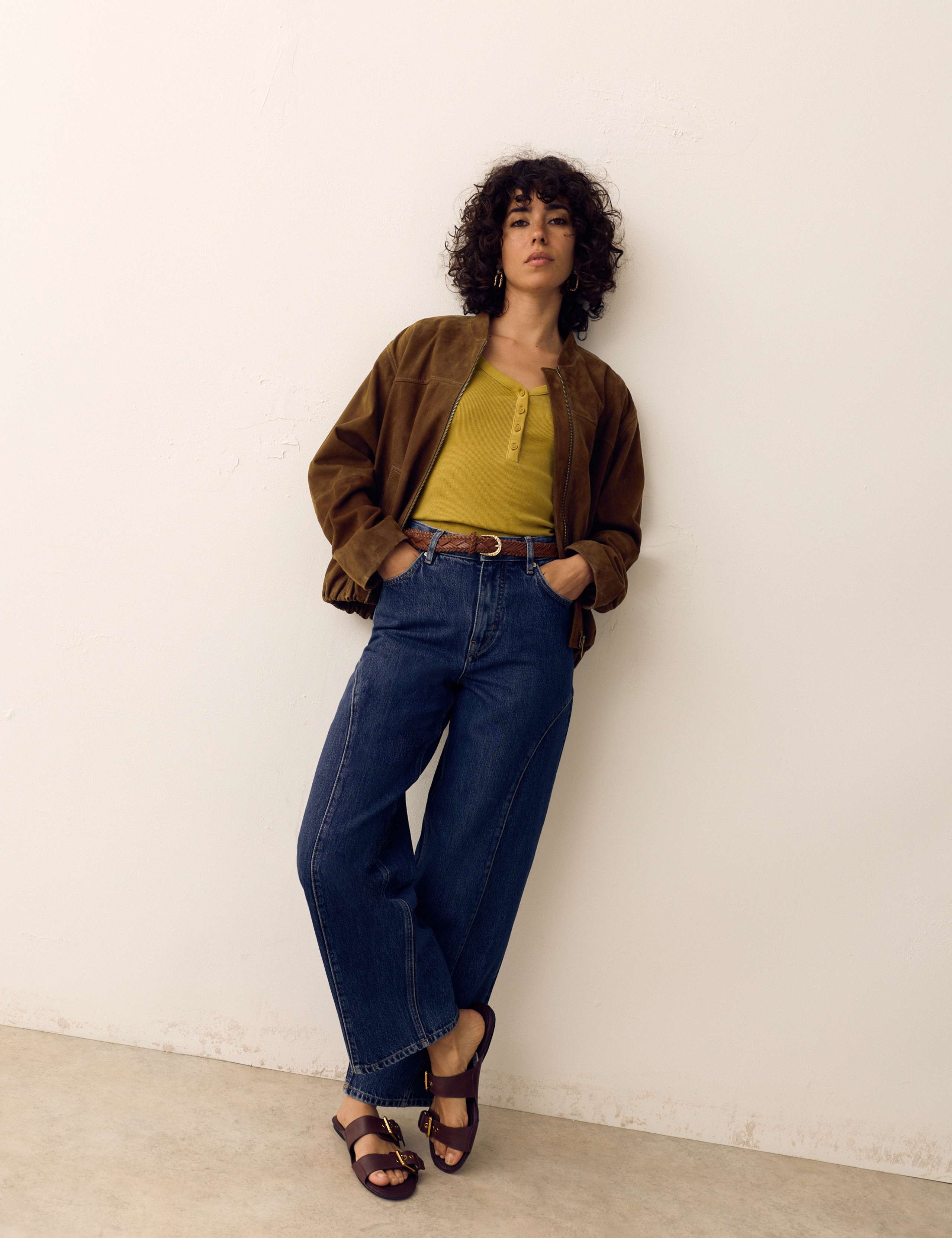 Suede Bubble Hem Relaxed Bomber Jacket 3 of 6