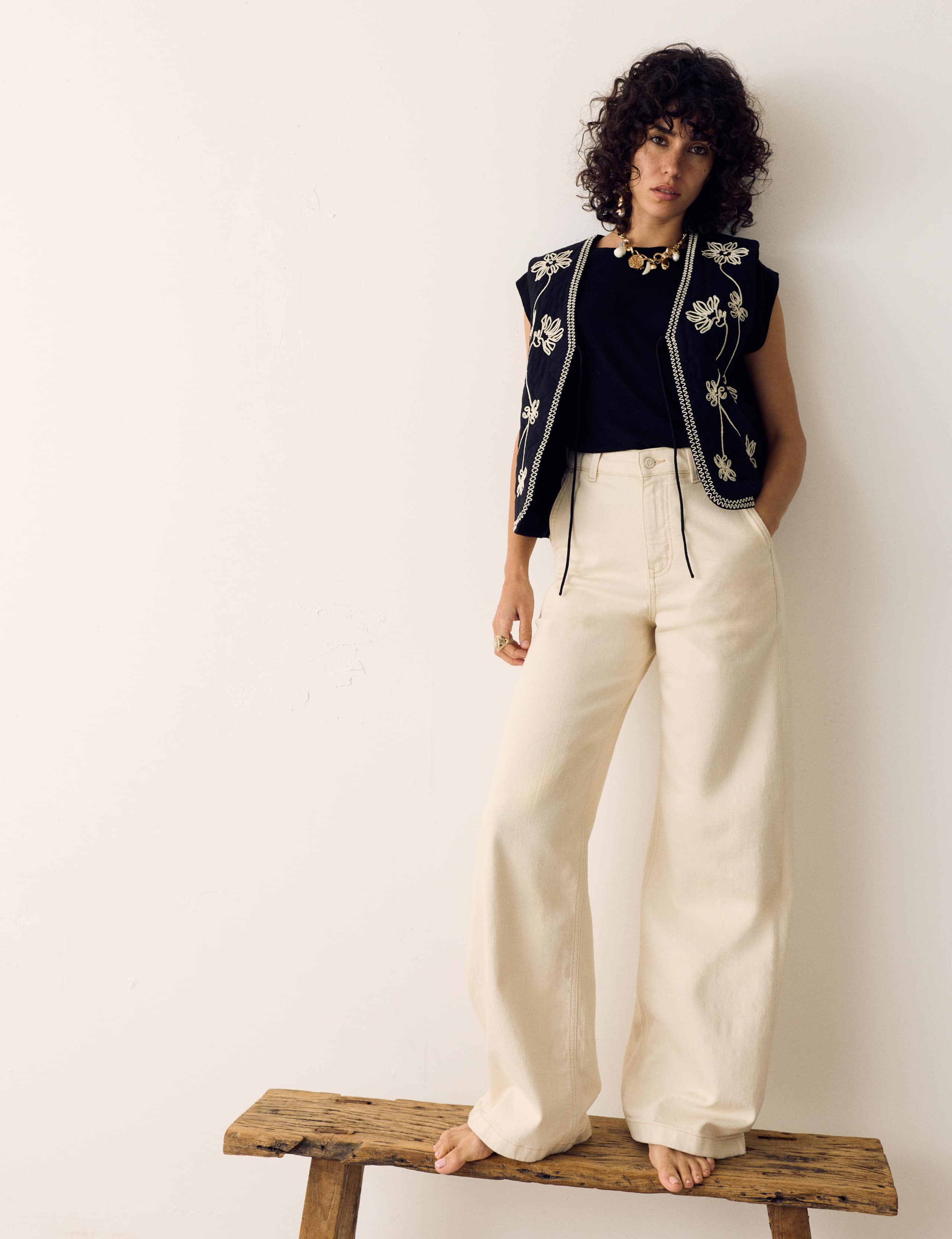 Pure Cotton Embroidered Quilted Gilet 4 of 4