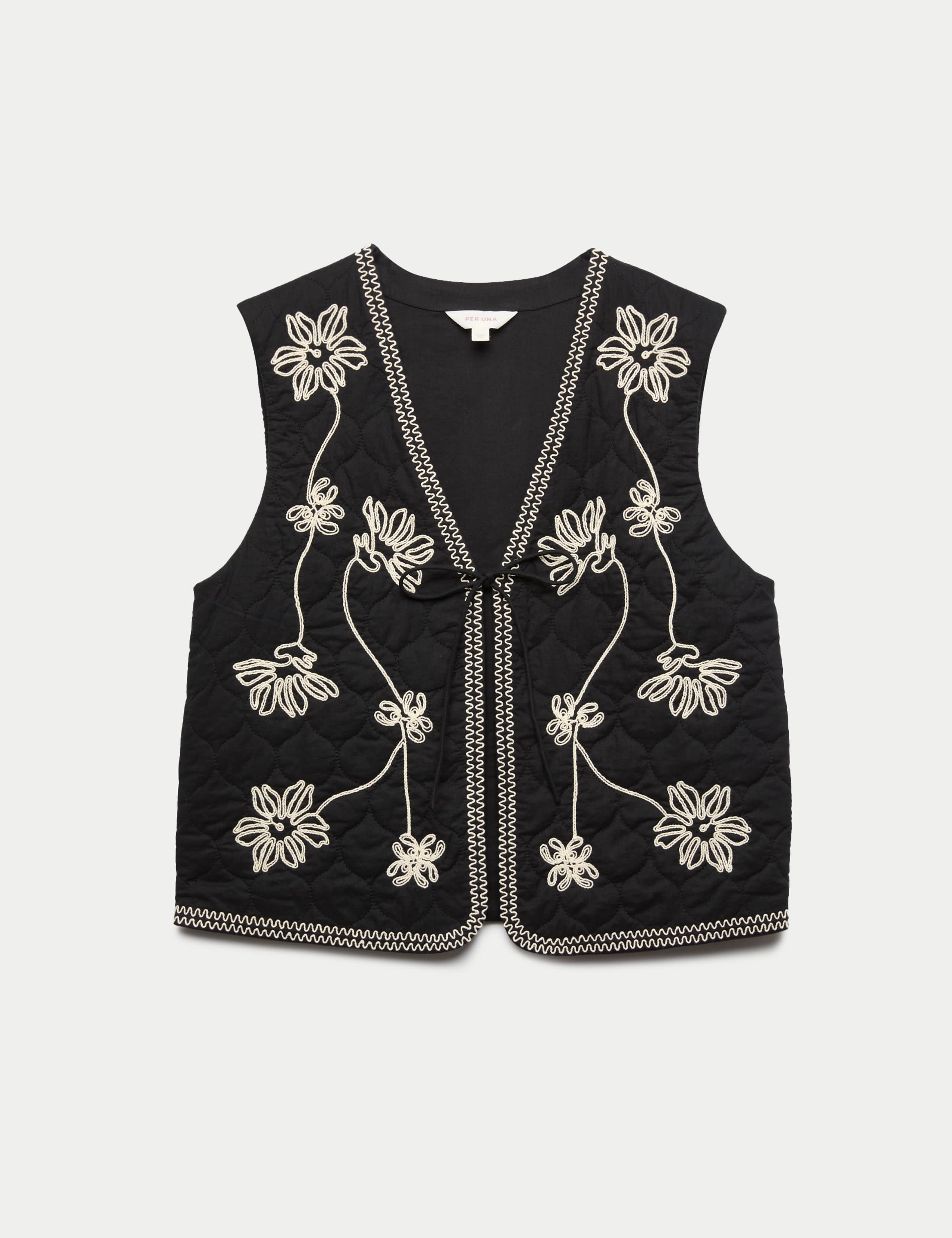 Pure Cotton Embroidered Quilted Gilet 2 of 5