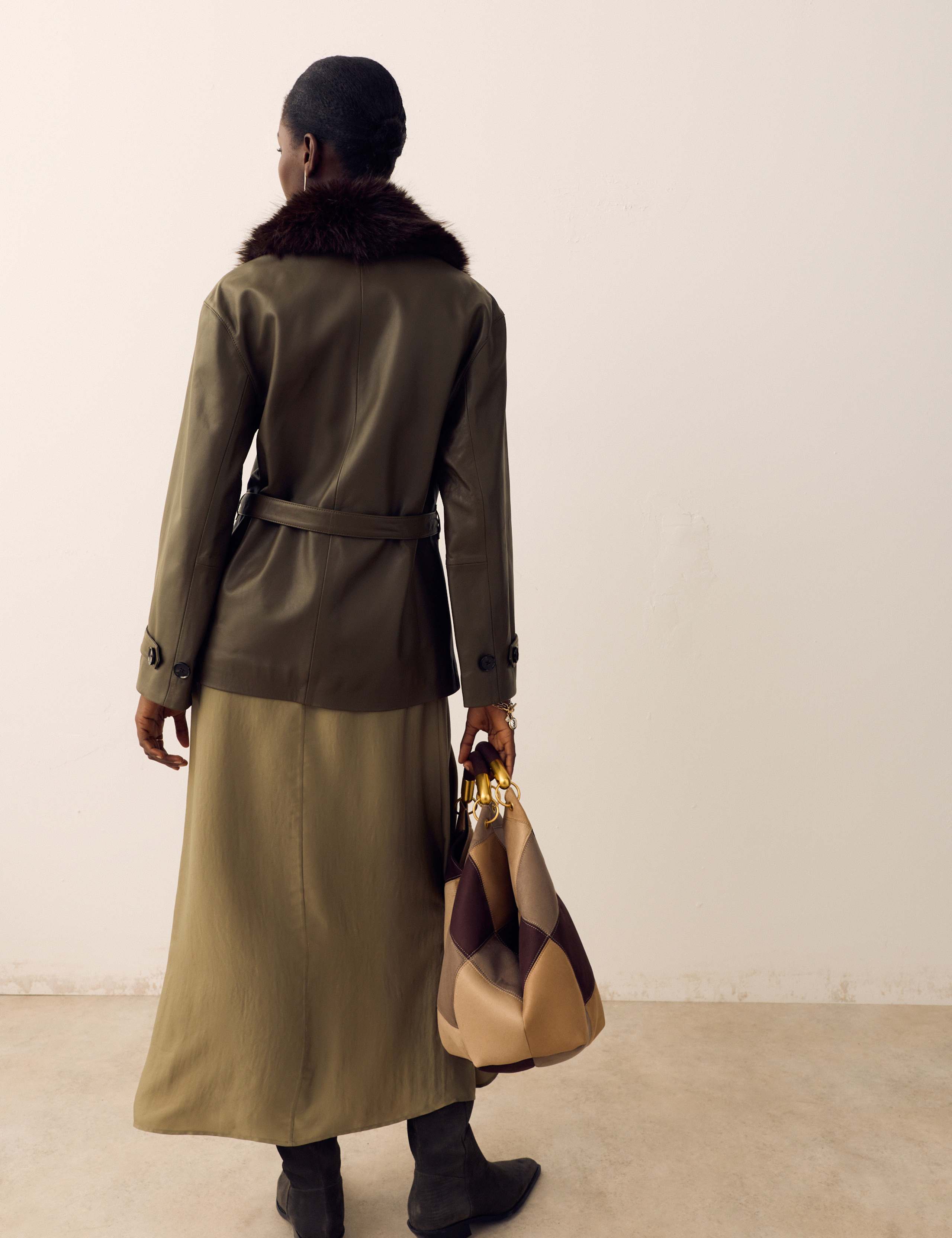 Leather Belted Trench Jacket 3 of 7