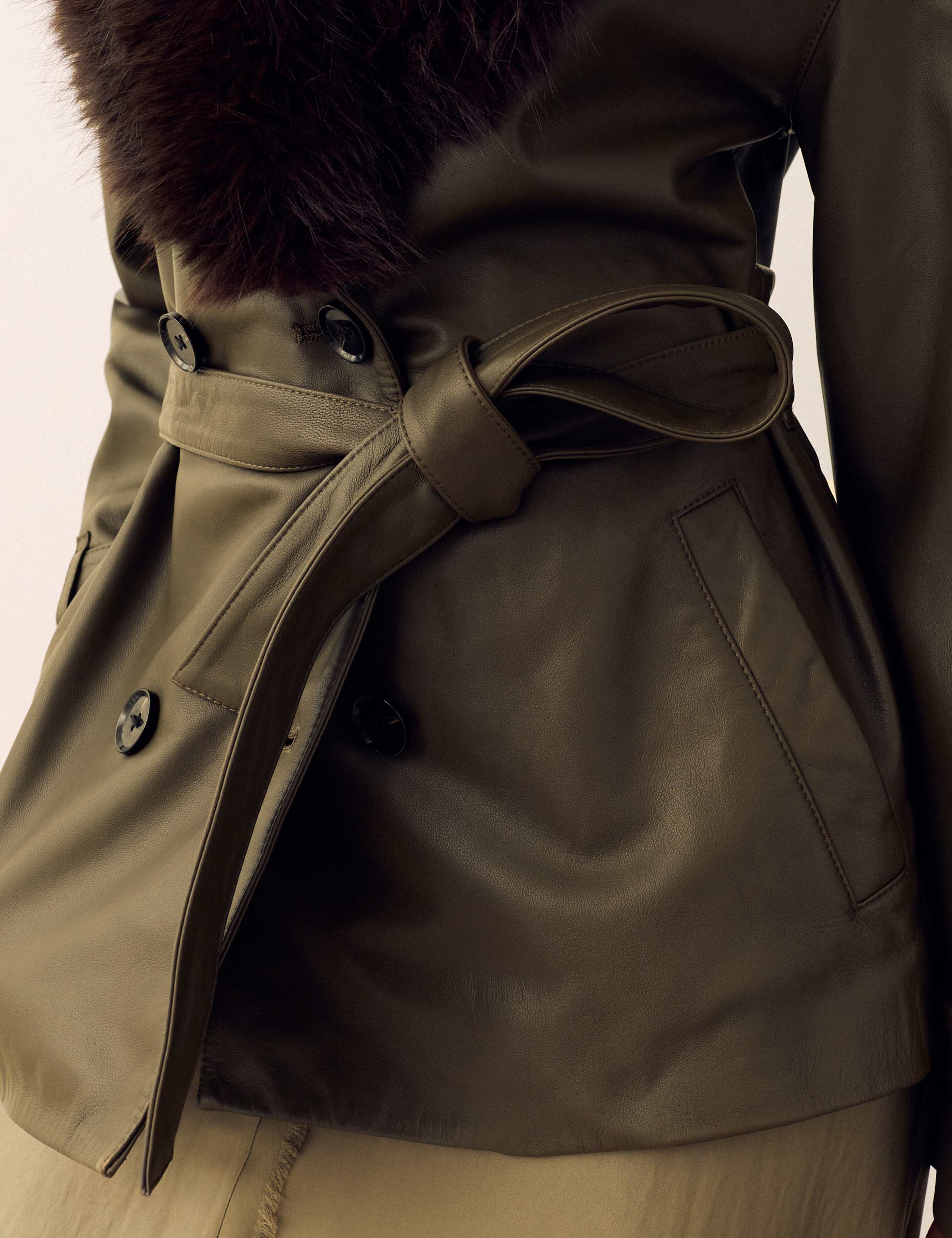 Leather Belted Trench Jacket 4 of 7
