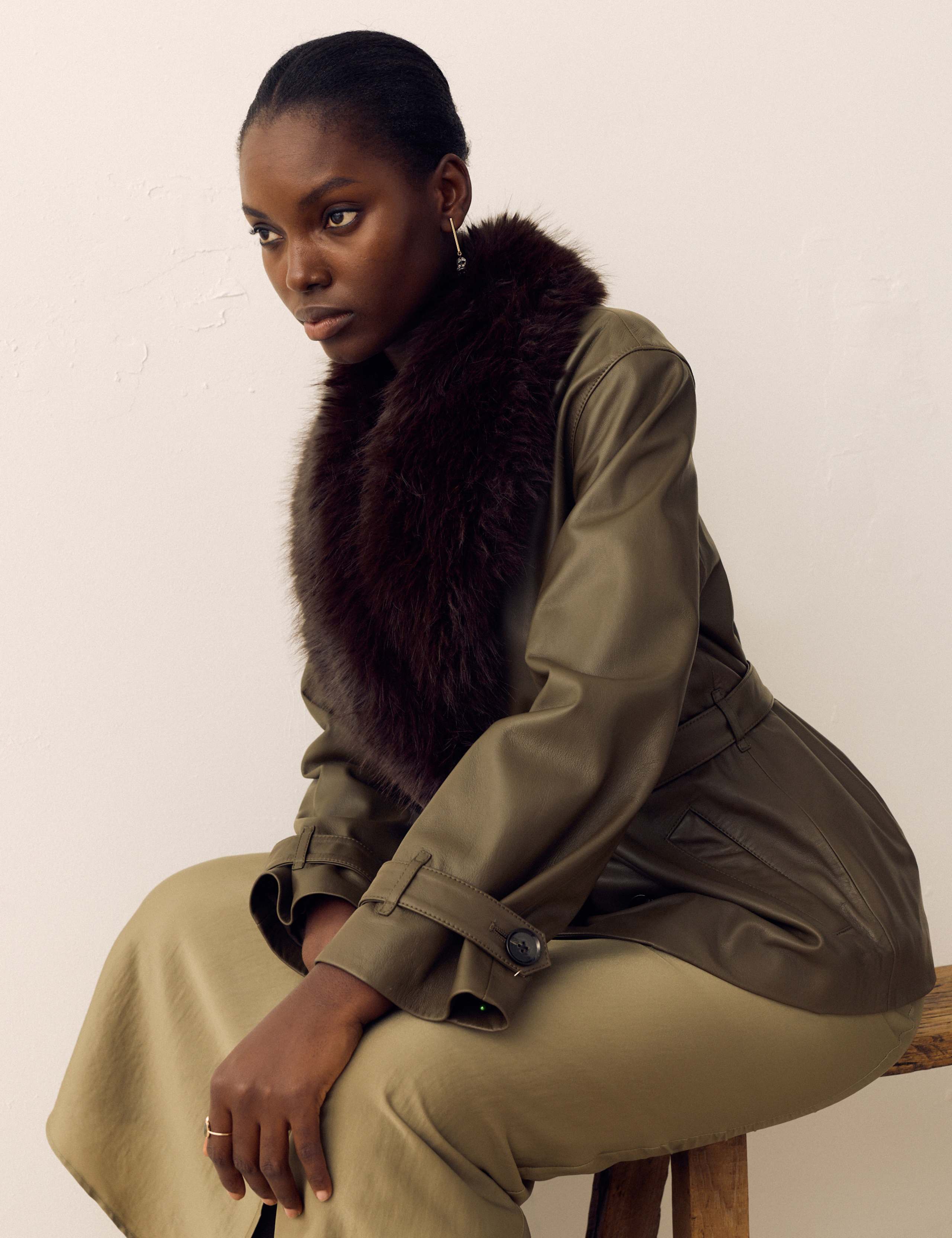 Leather Belted Trench Jacket 5 of 7