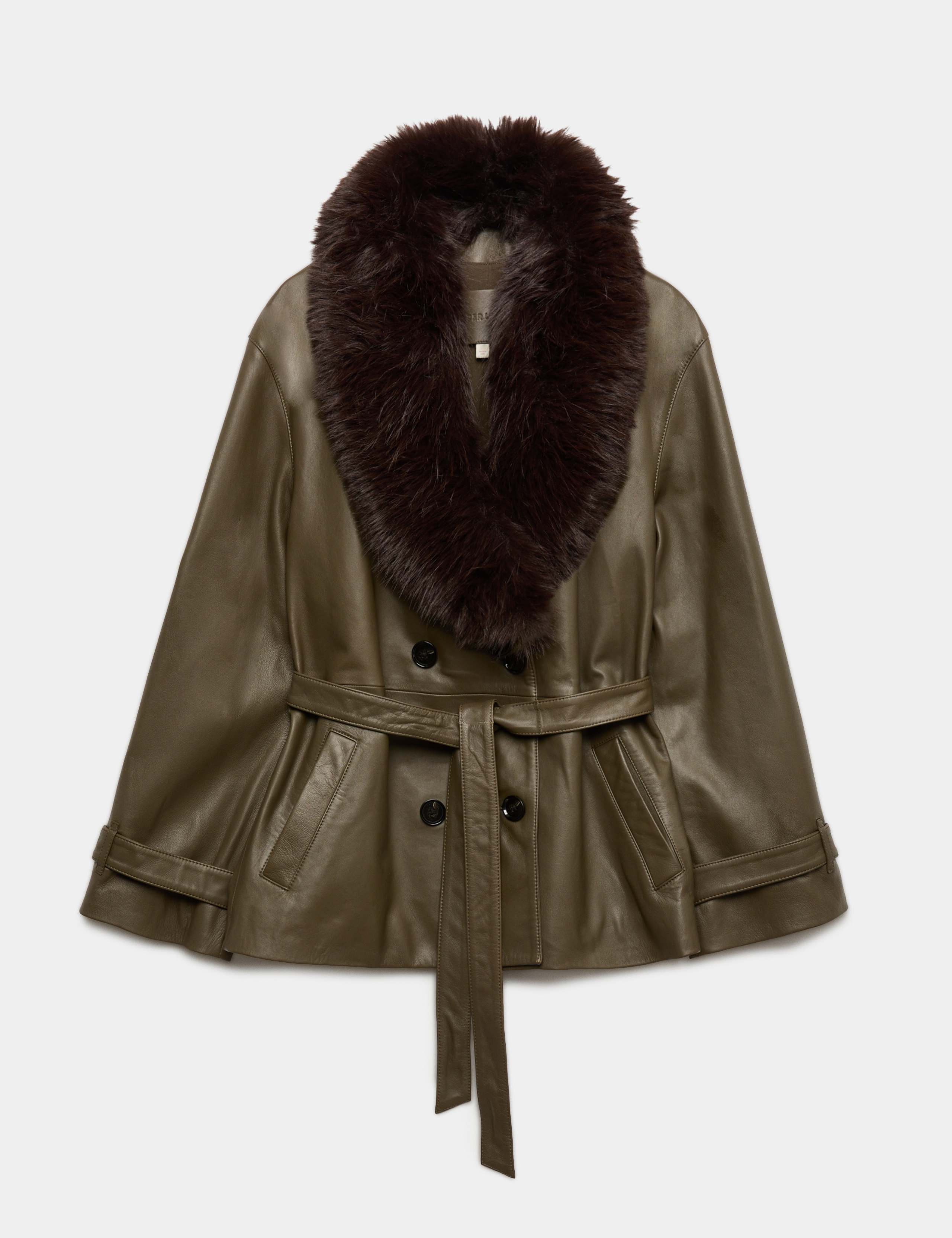 Leather Belted Trench Jacket 2 of 7