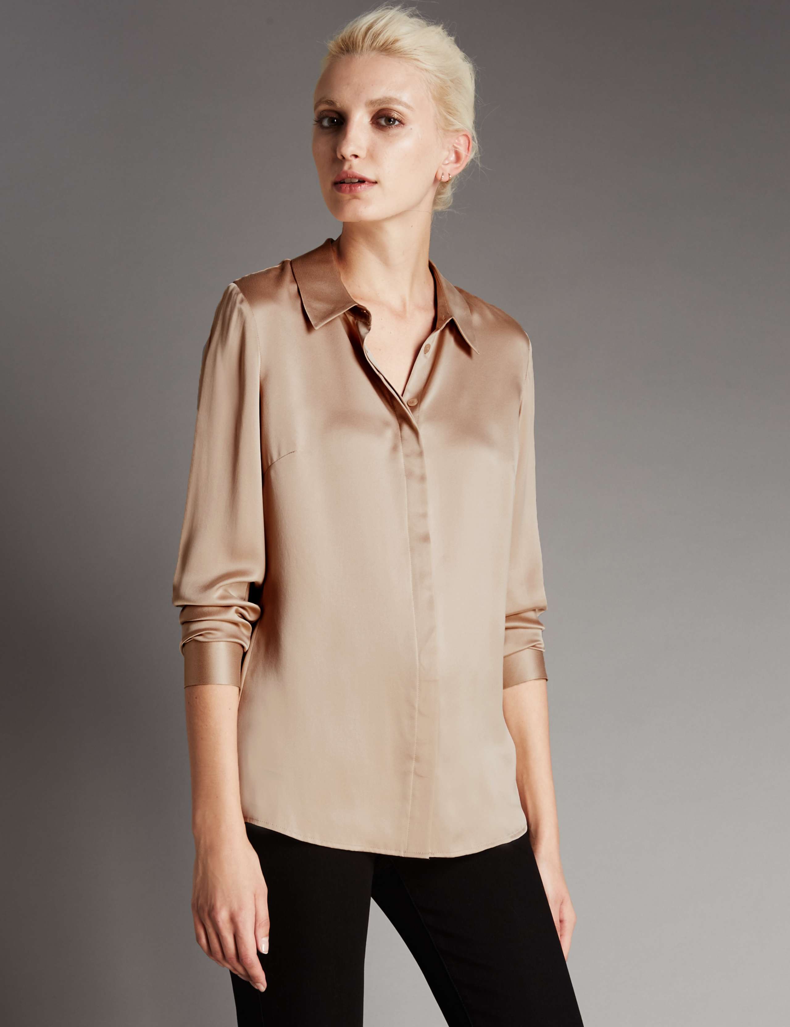 Pure Silk Long Sleeve Shirt 1 of 2