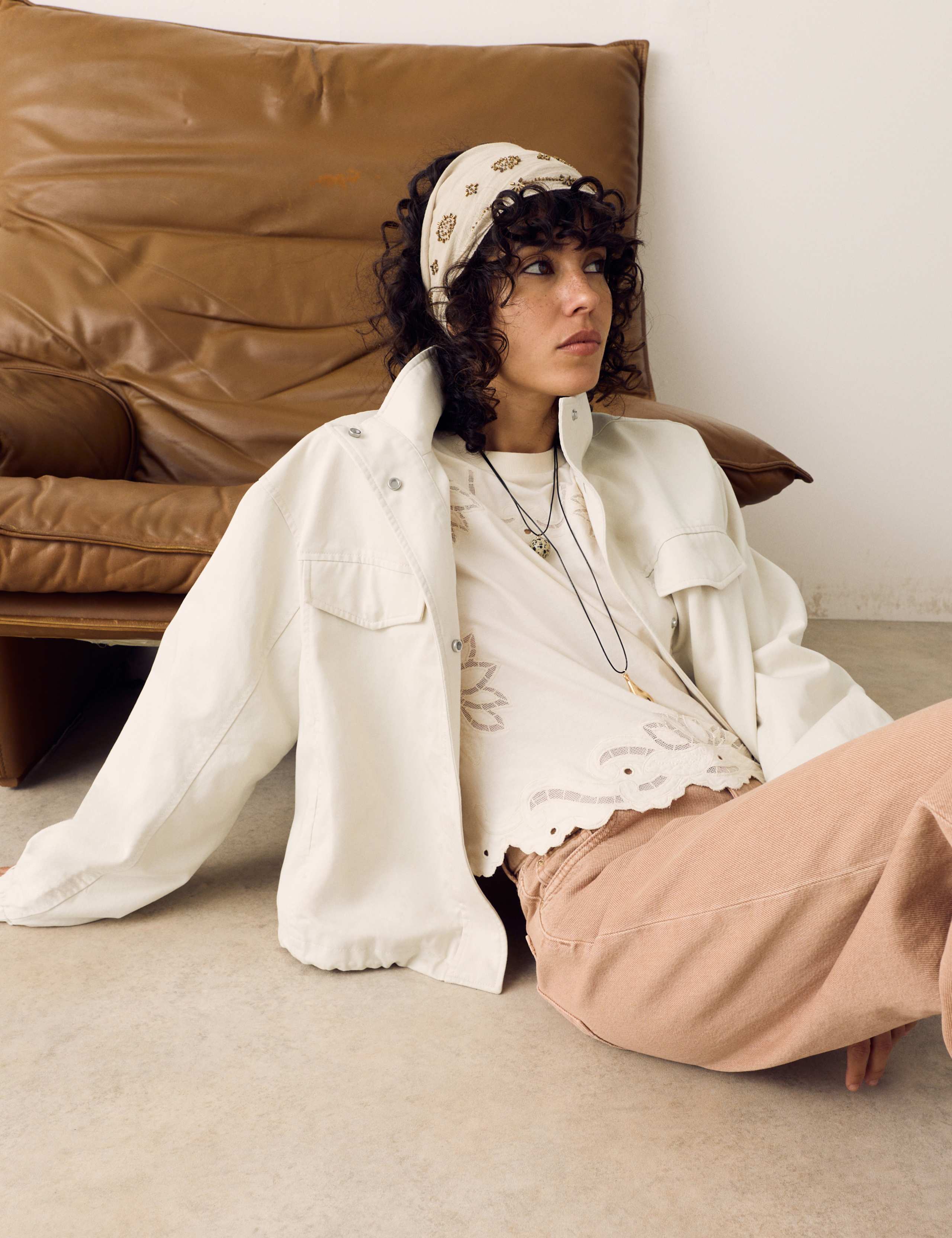 Cotton Blend Twill Cropped Utility Jacket 3 of 6