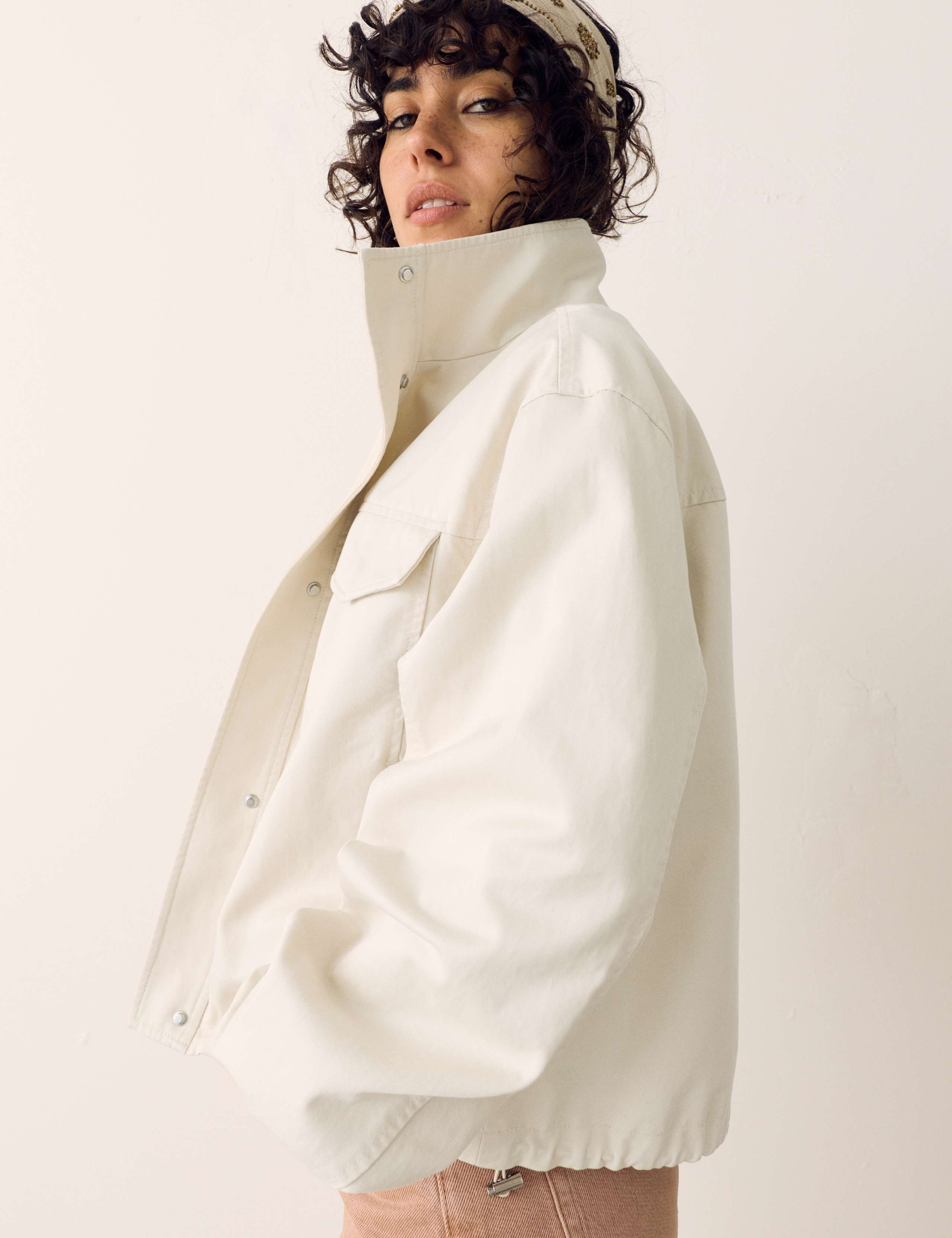 Cotton Blend Twill Cropped Utility Jacket 5 of 6