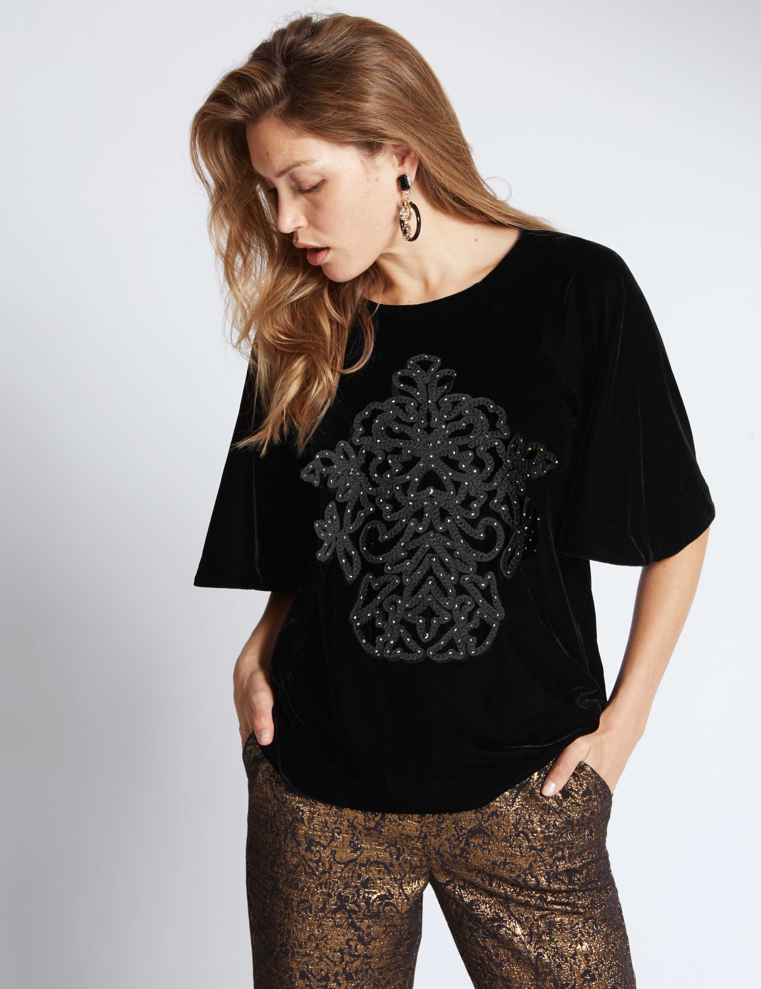 Corded Velvet Half Sleeve Jersey Top 1 of 3
