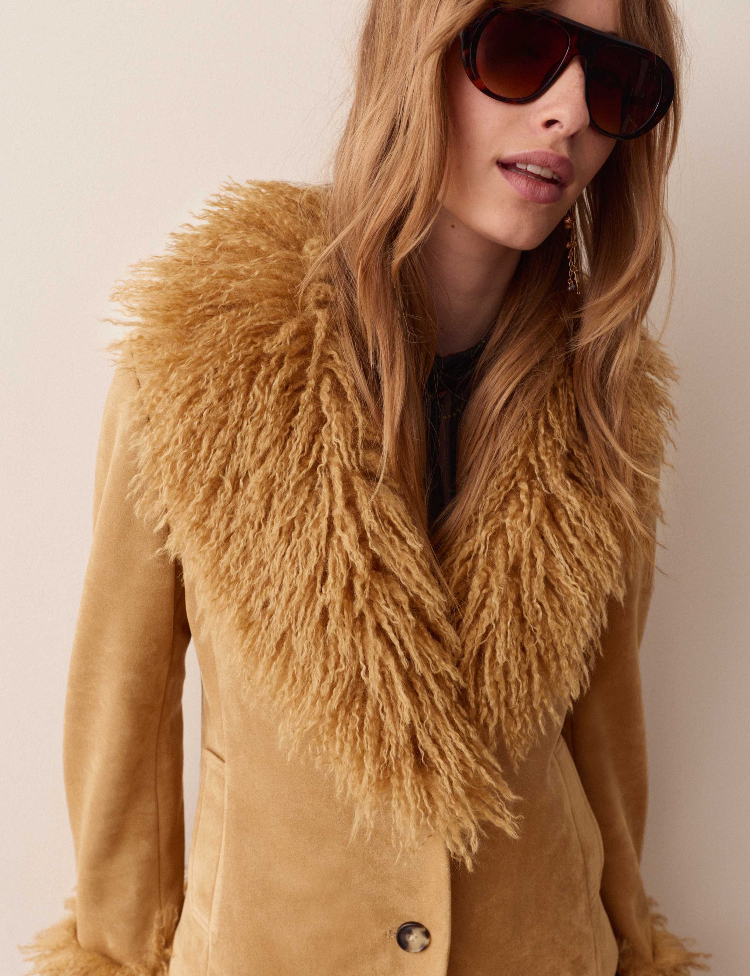 Faux Fur Collar Suedette Jacket 1 of 5
