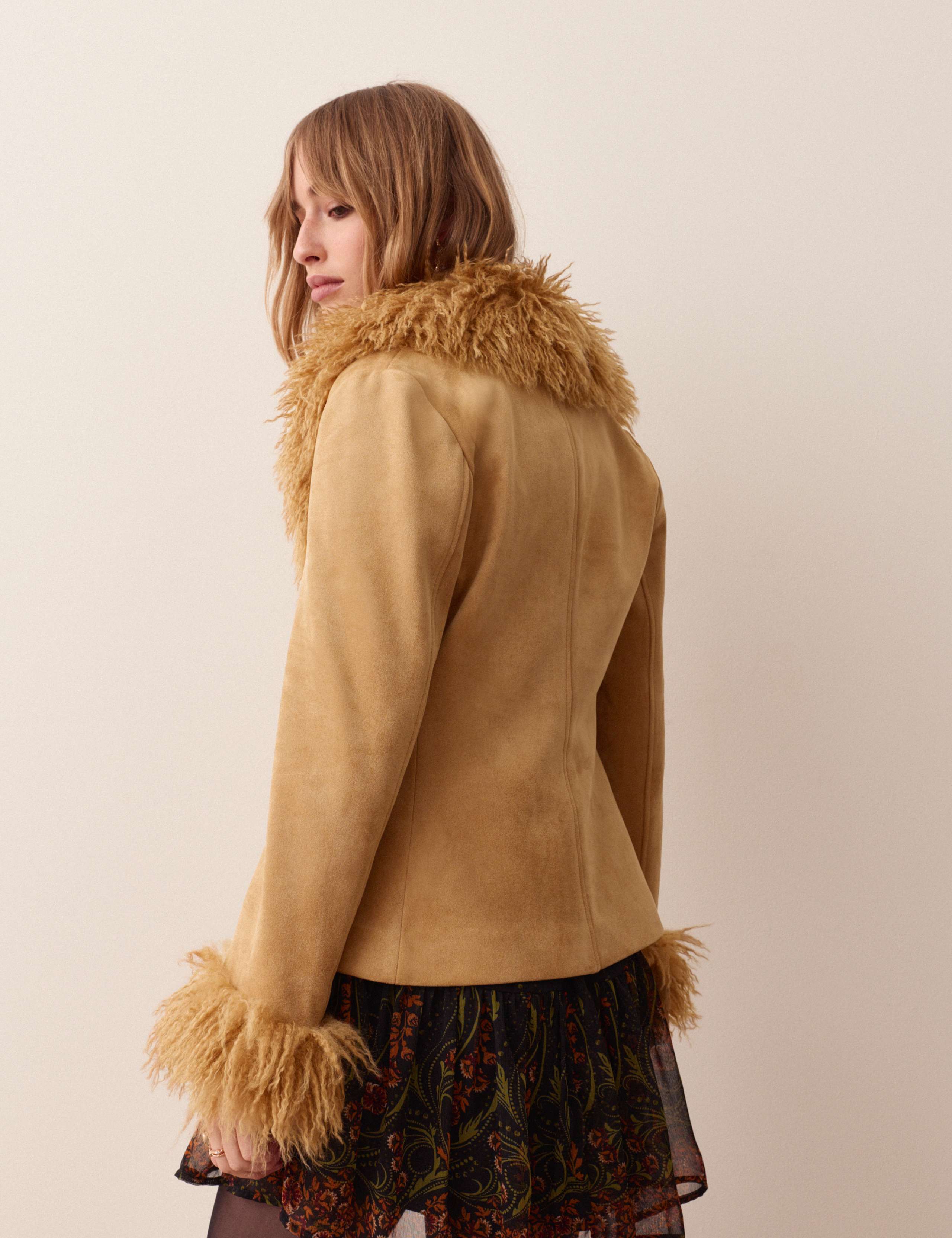Faux Fur Collar Suedette Jacket 4 of 5