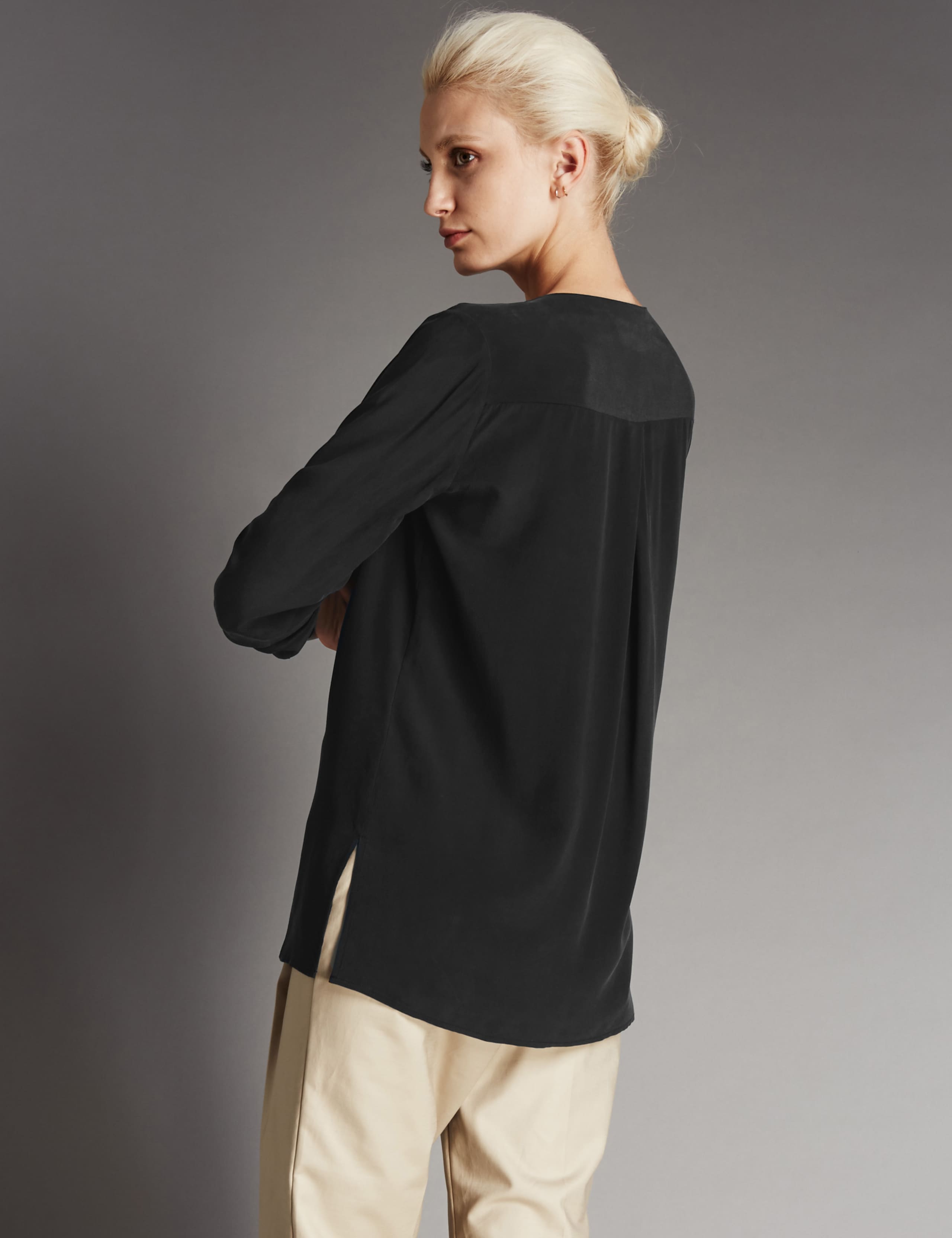 Pure Silk V-Neck Blouse 3 of 3