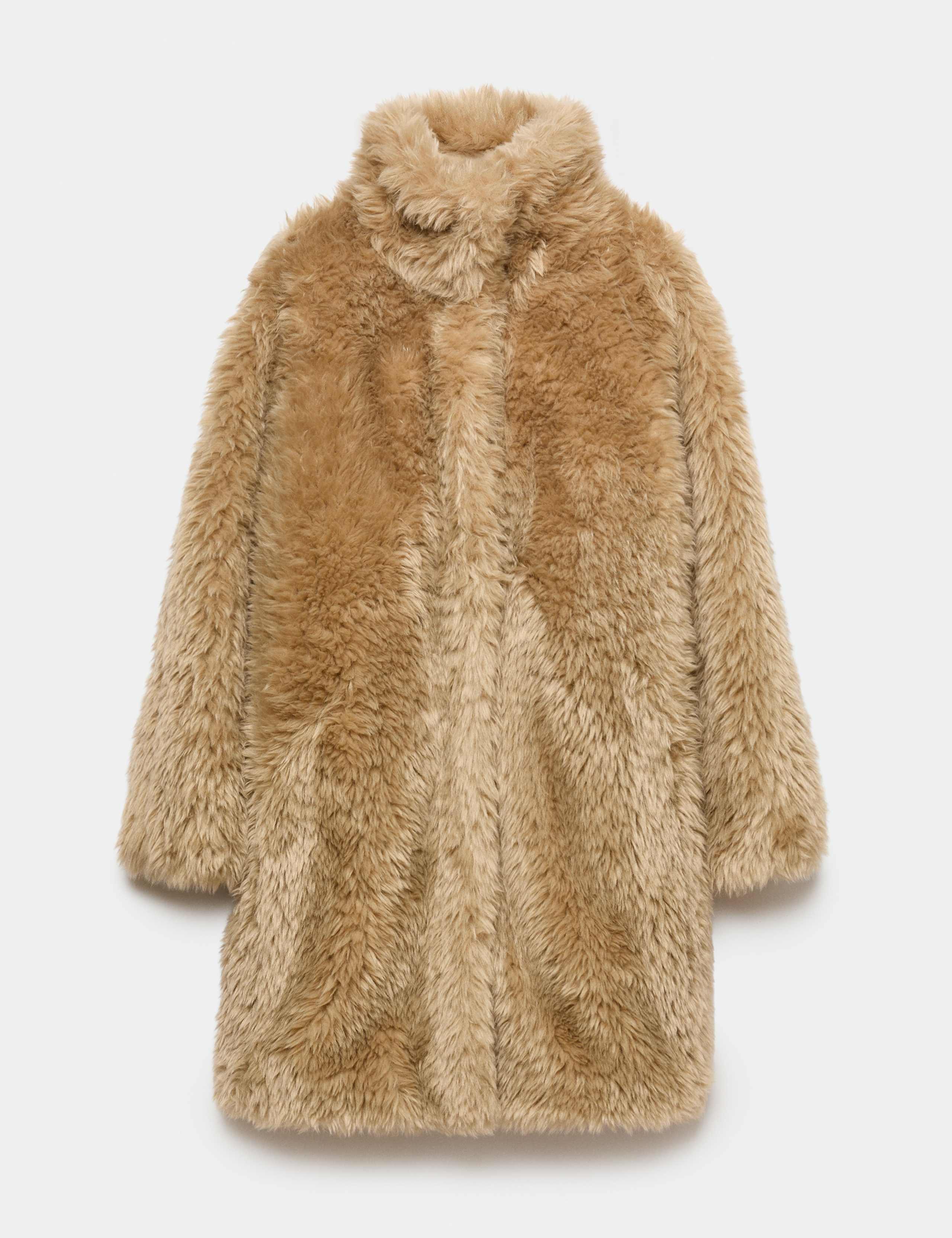 Faux Fur Textured Funnel Neck Coat 2 of 6