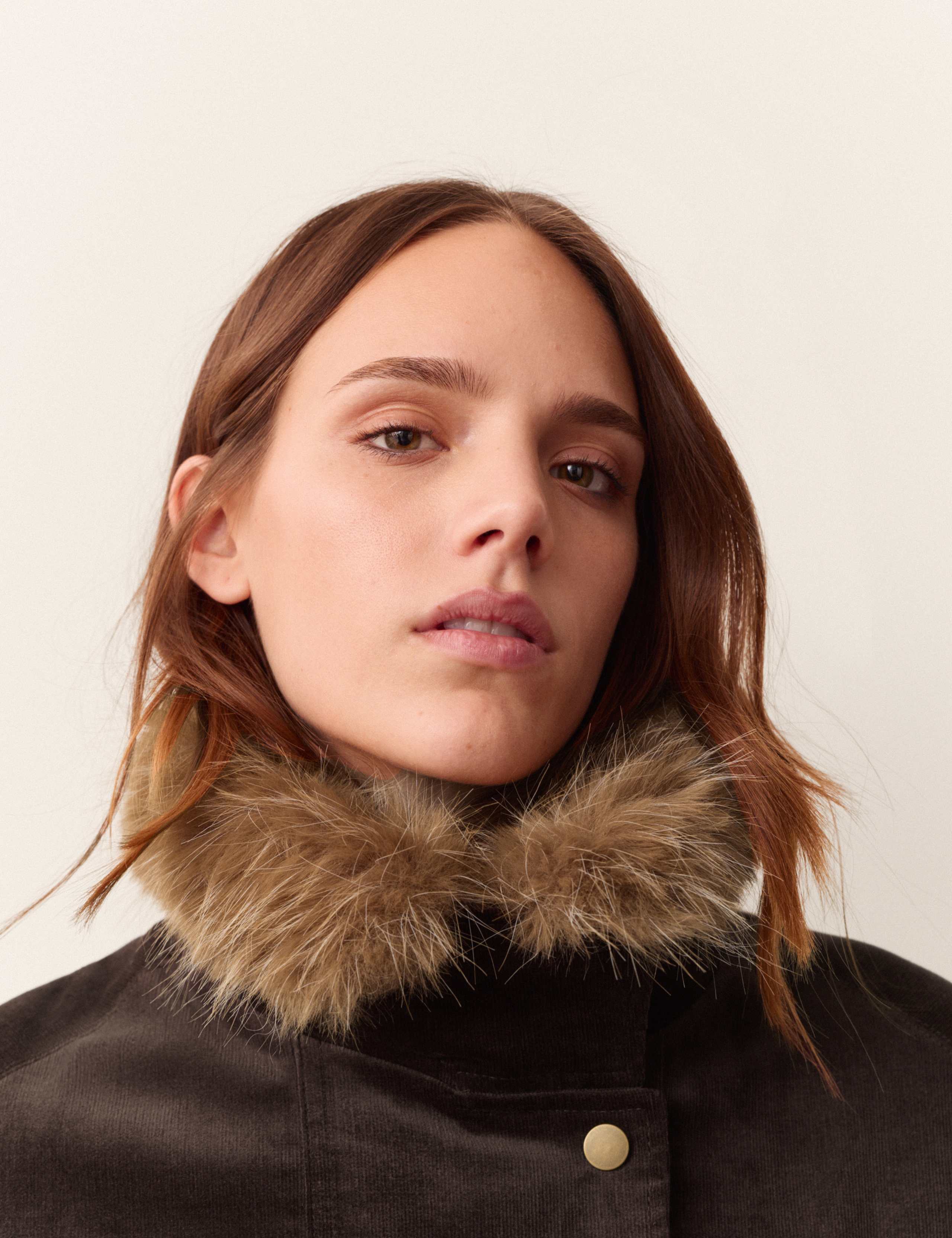 Cotton Rich Faux Fur Collar Belted Jacket 3 of 6