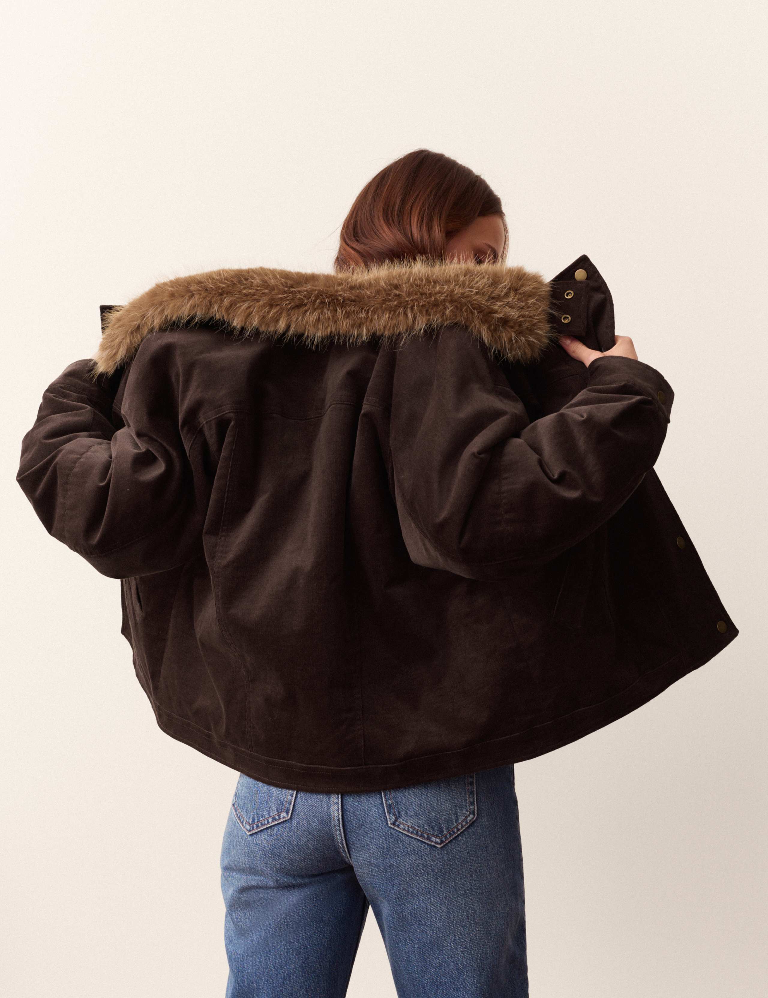 Cotton Rich Faux Fur Collar Belted Jacket 5 of 6