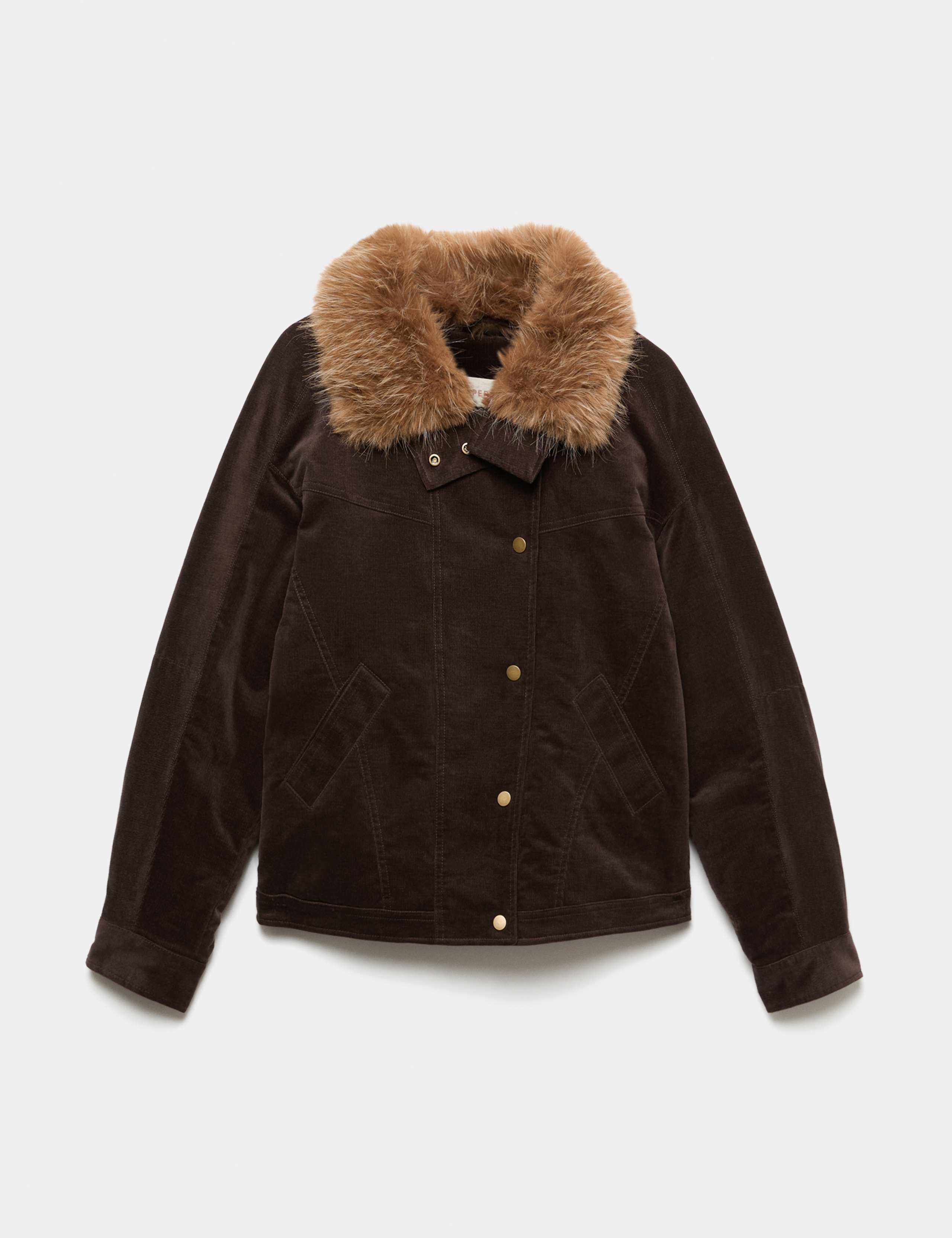 Cotton Rich Faux Fur Collar Belted Jacket 2 of 6