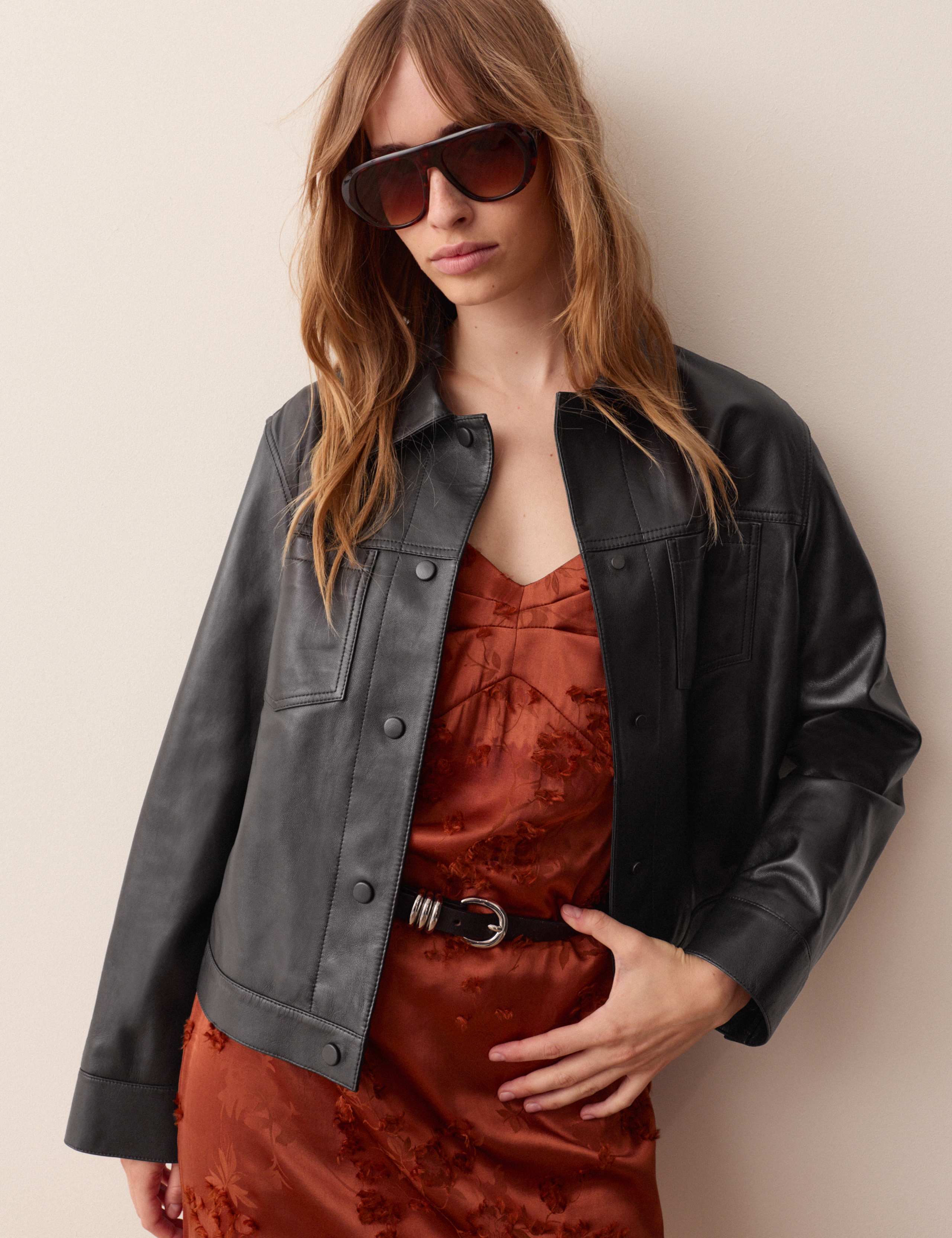 Leather Collared Short Trucker Jacket 5 of 8