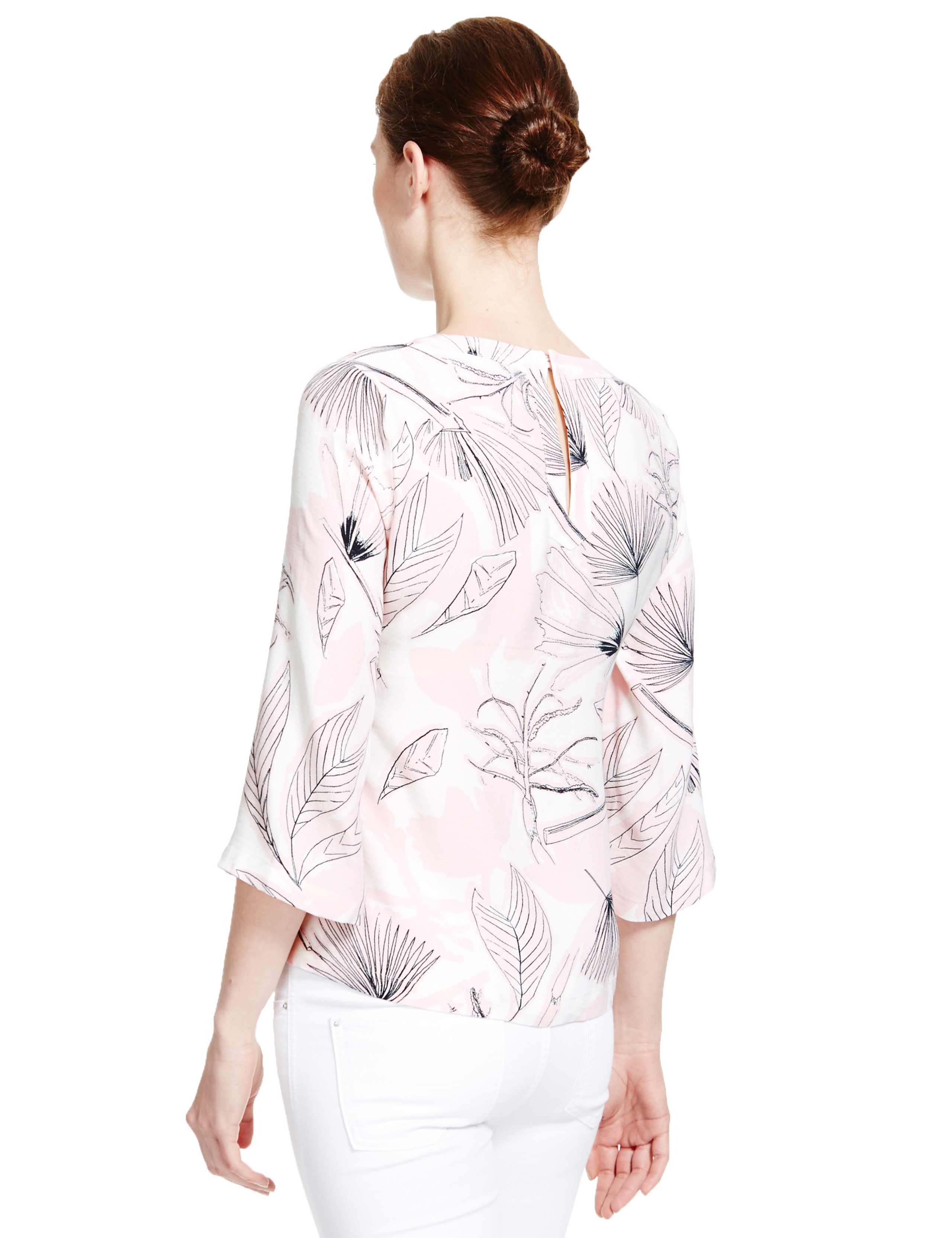 Sketch Leaf Print Blouse 4 of 4