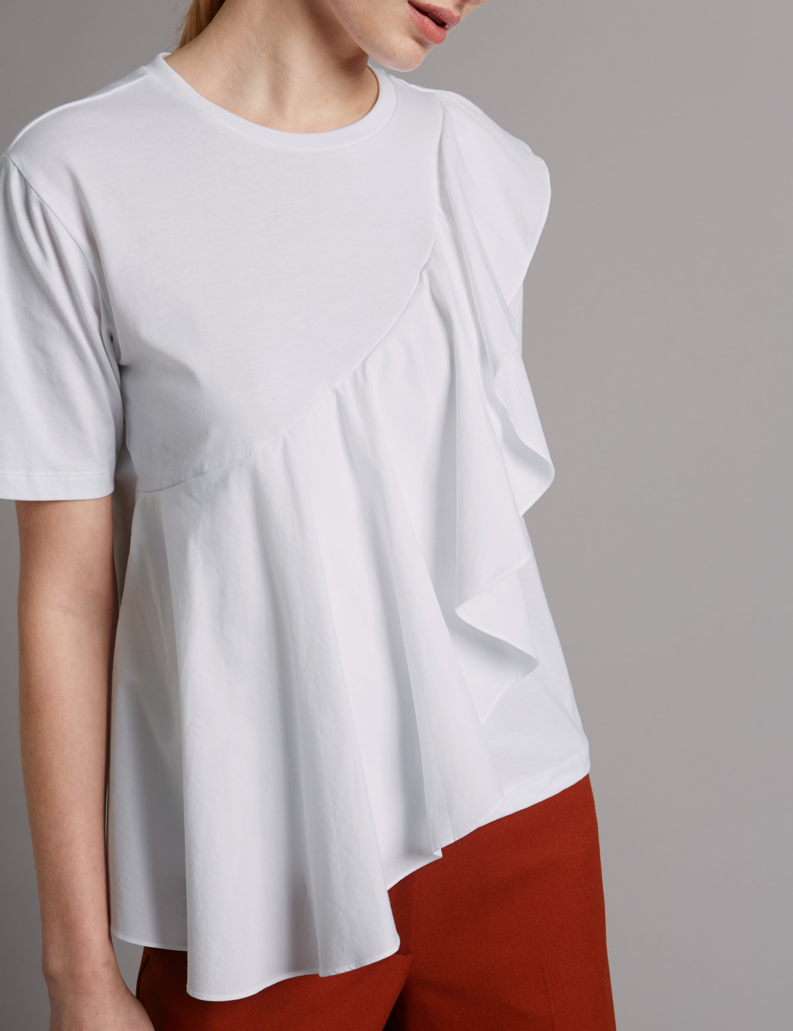 Pure Cotton Ruffle Yoke Jersey Top 4 of 4