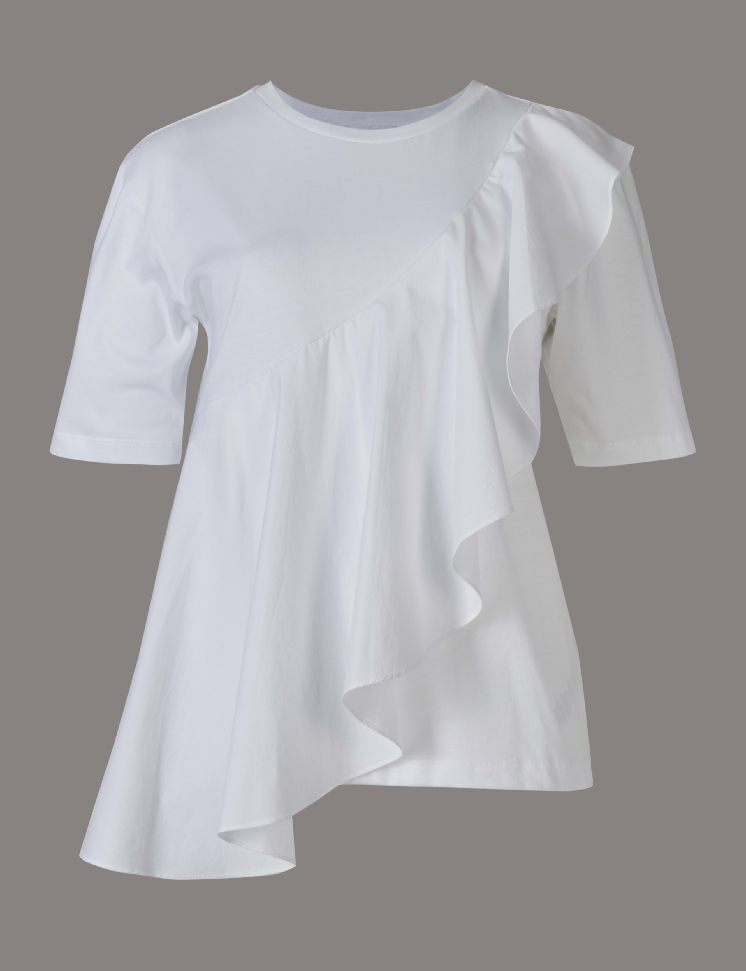 Pure Cotton Ruffle Yoke Jersey Top 2 of 4