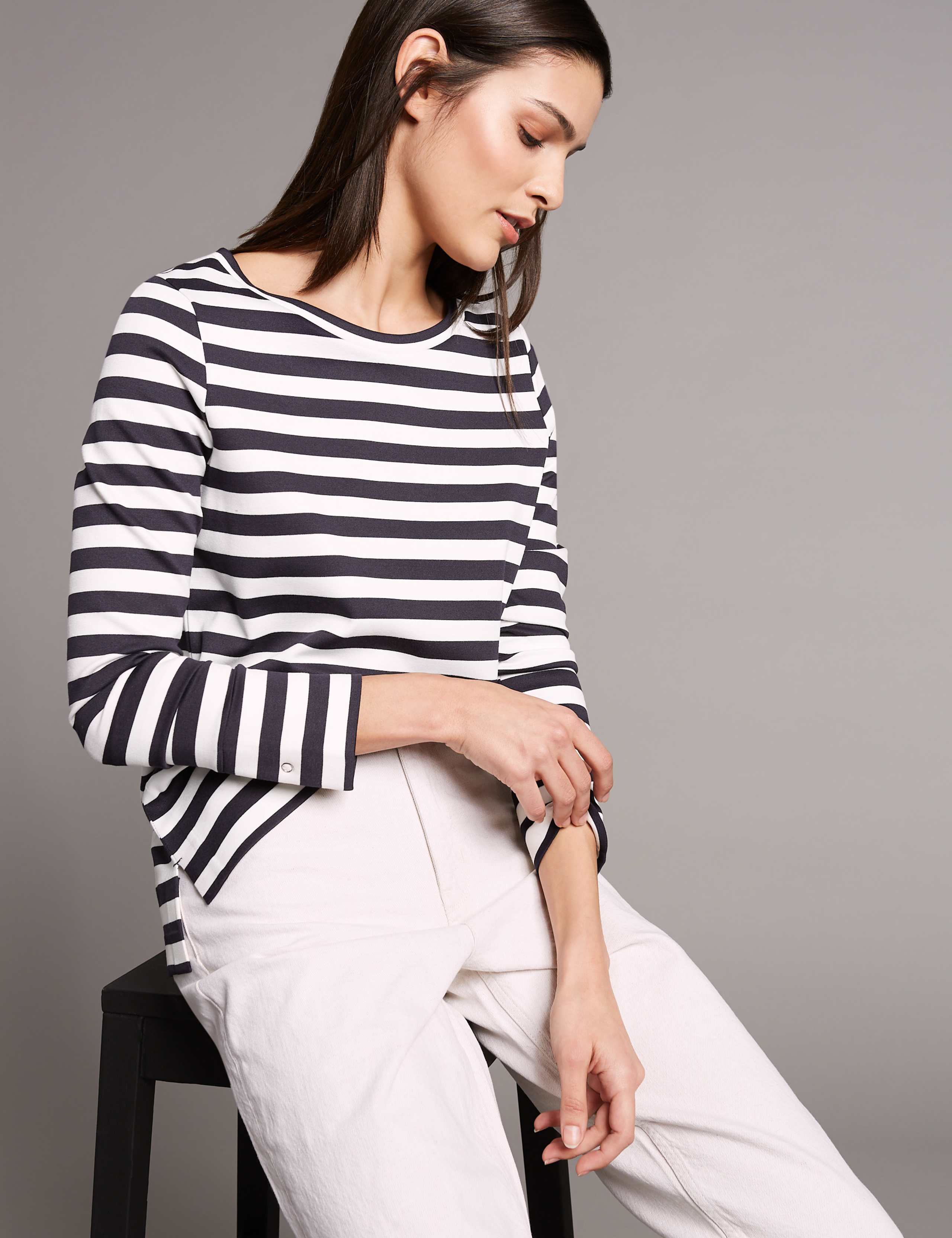 Striped Round Neck Long Sleeve Top 1 of 4