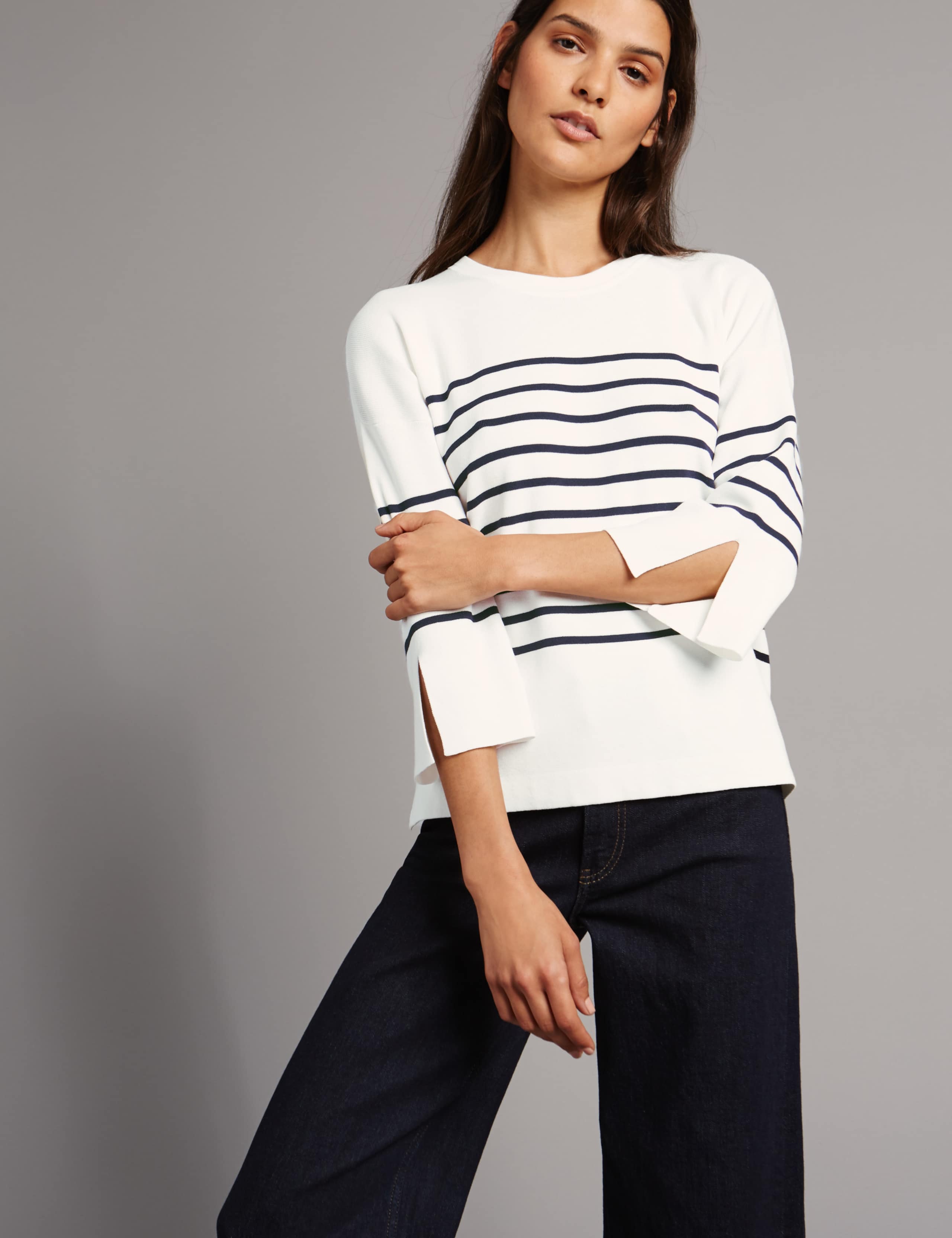 Cotton Blend Striped Round Neck Jumper 3 of 5