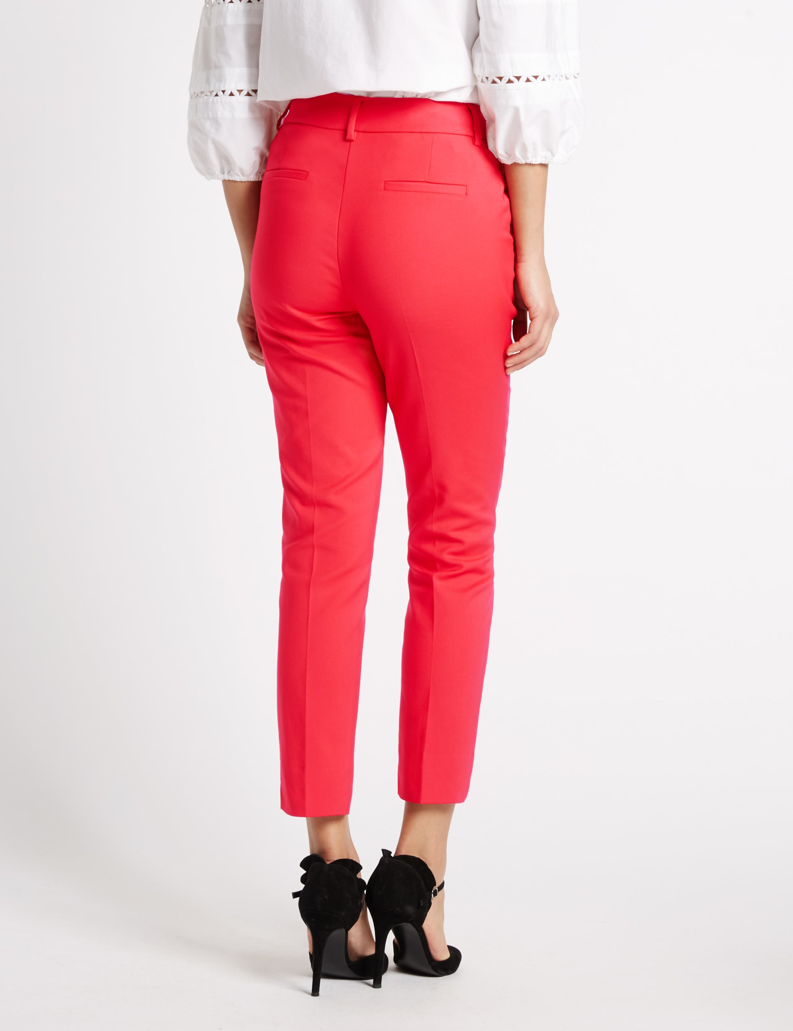 Cotton Blend Step Hem Slim Leg Trousers 4 of 6