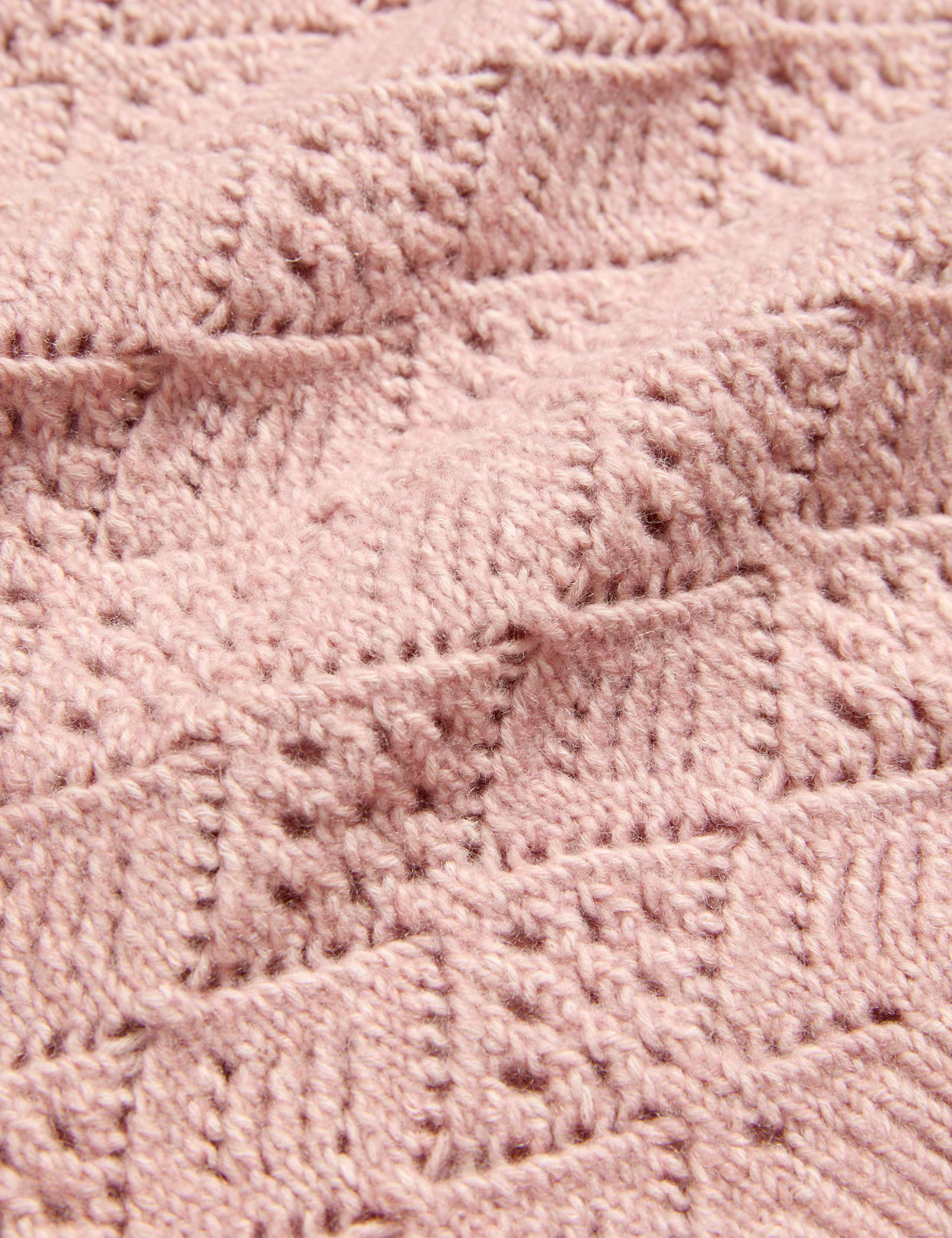 Cotton Blend Pointelle Tie Neck Jumper 7 of 7