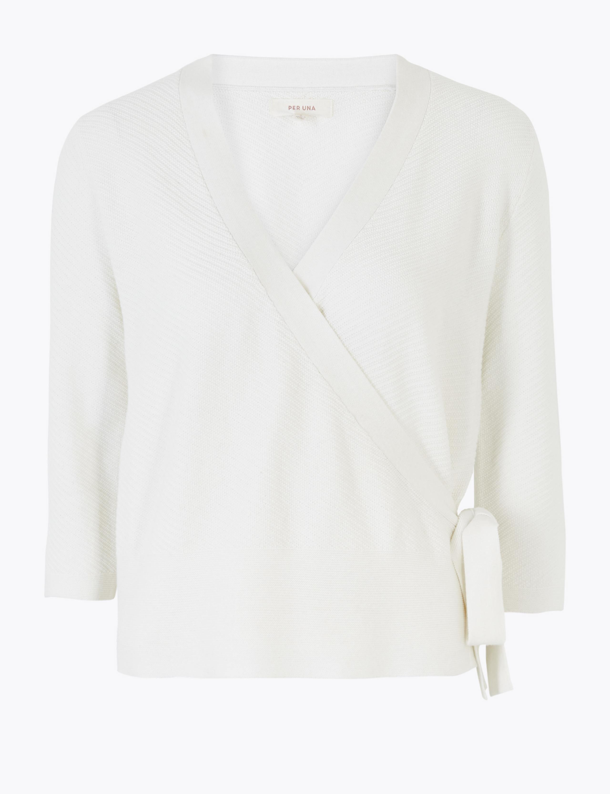 Cotton Rich Knitted Wrap Cardigan 1 of 1
