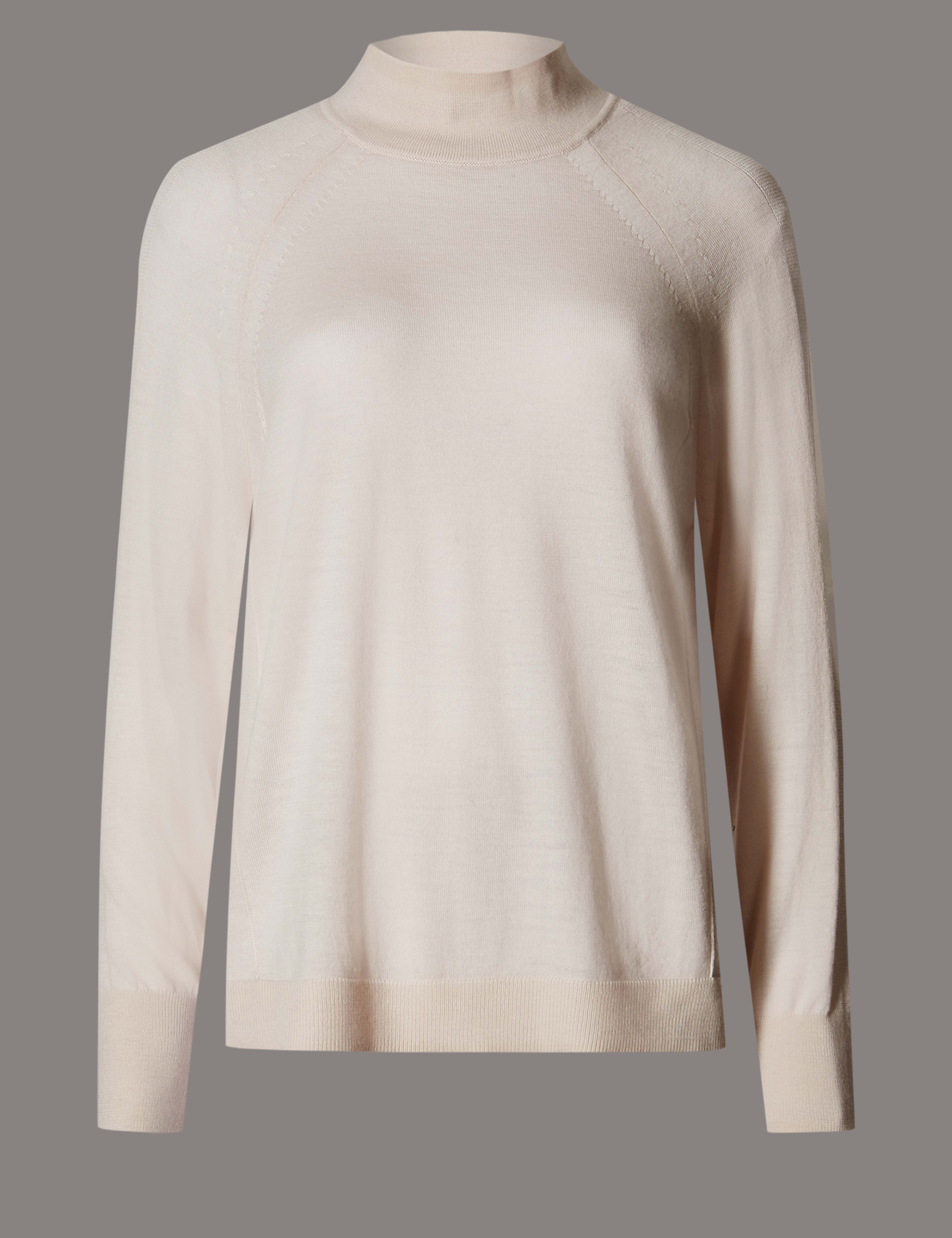 Pure Wool Split Back Turtle Neck Jumper 2 of 5