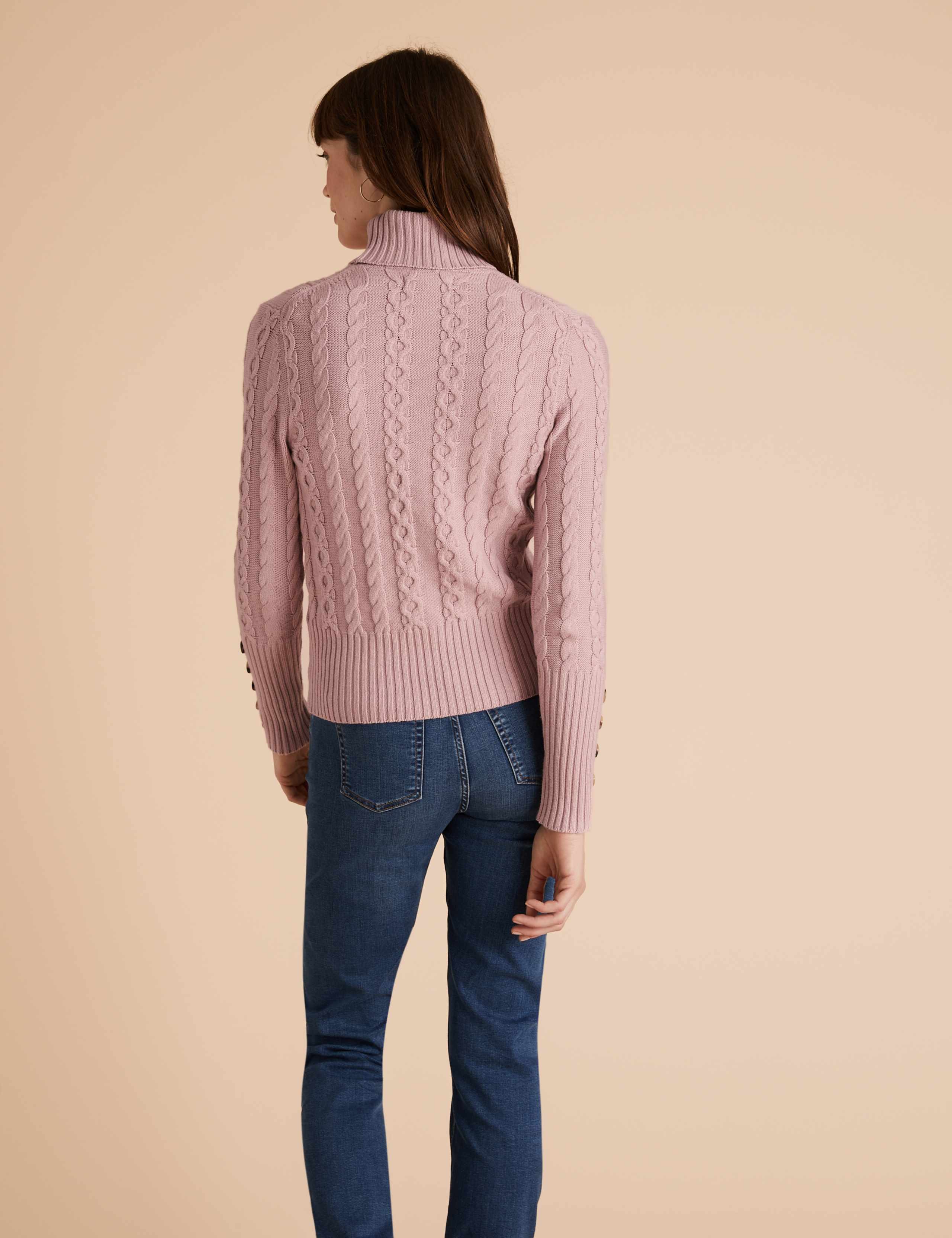 Cable Knit Roll Neck Fitted Jumper 4 of 5