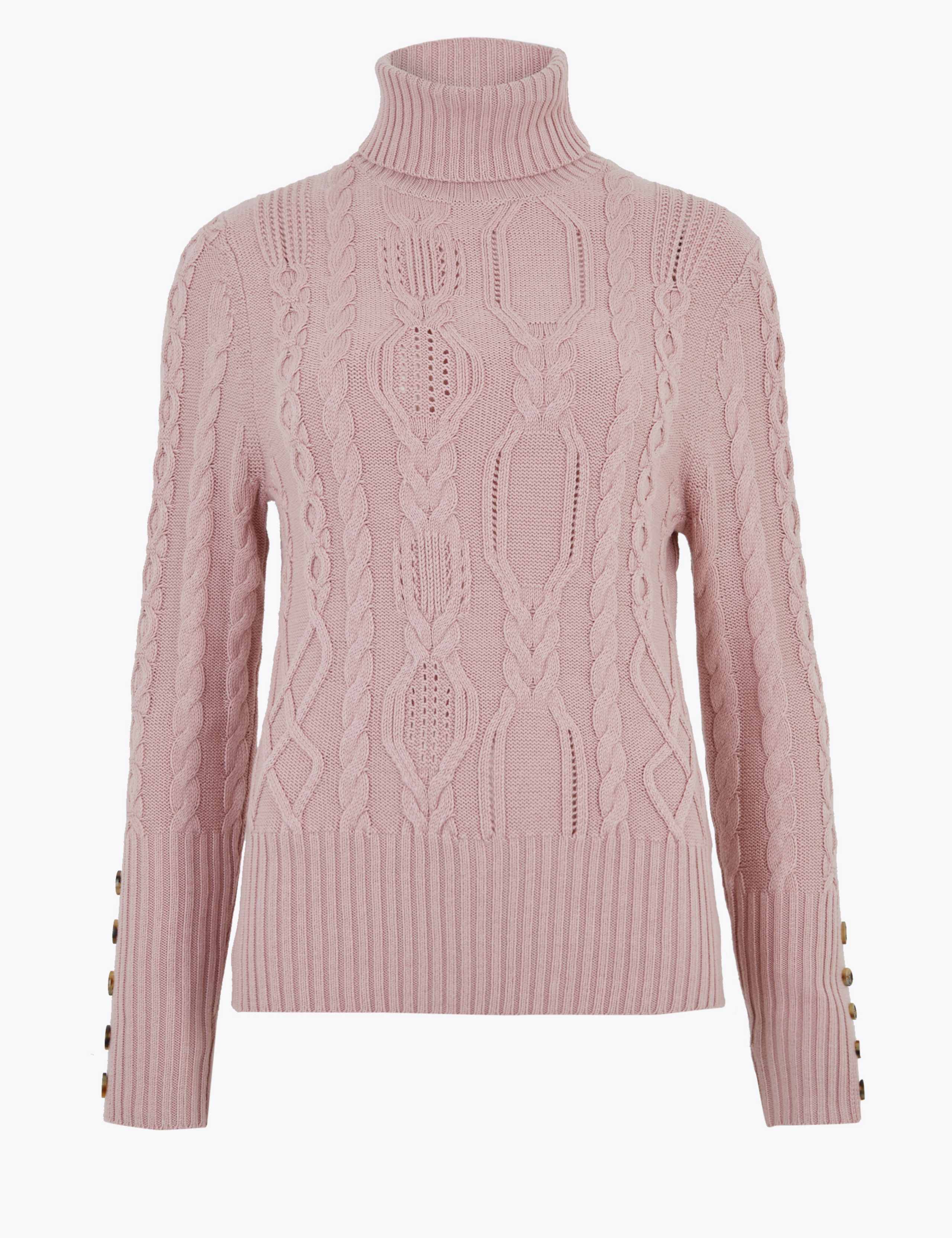 Cable Knit Roll Neck Fitted Jumper 2 of 5