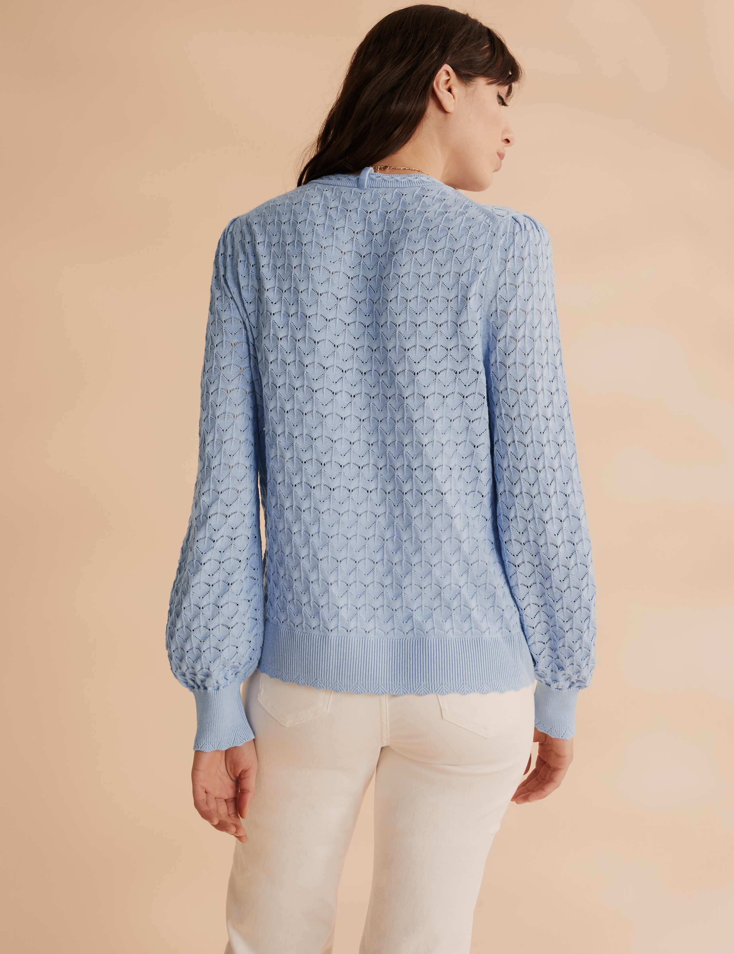 Pointelle Button Front Fitted Cardigan 5 of 6