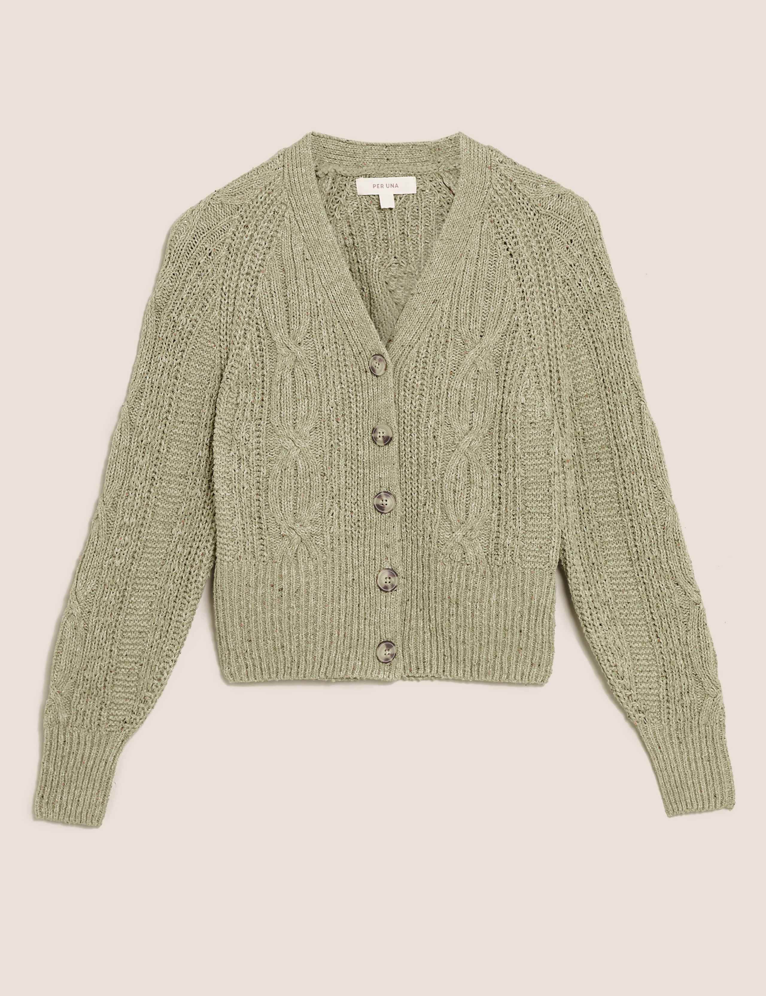 Cotton Textured V-Neck Cropped Cardigan 2 of 7