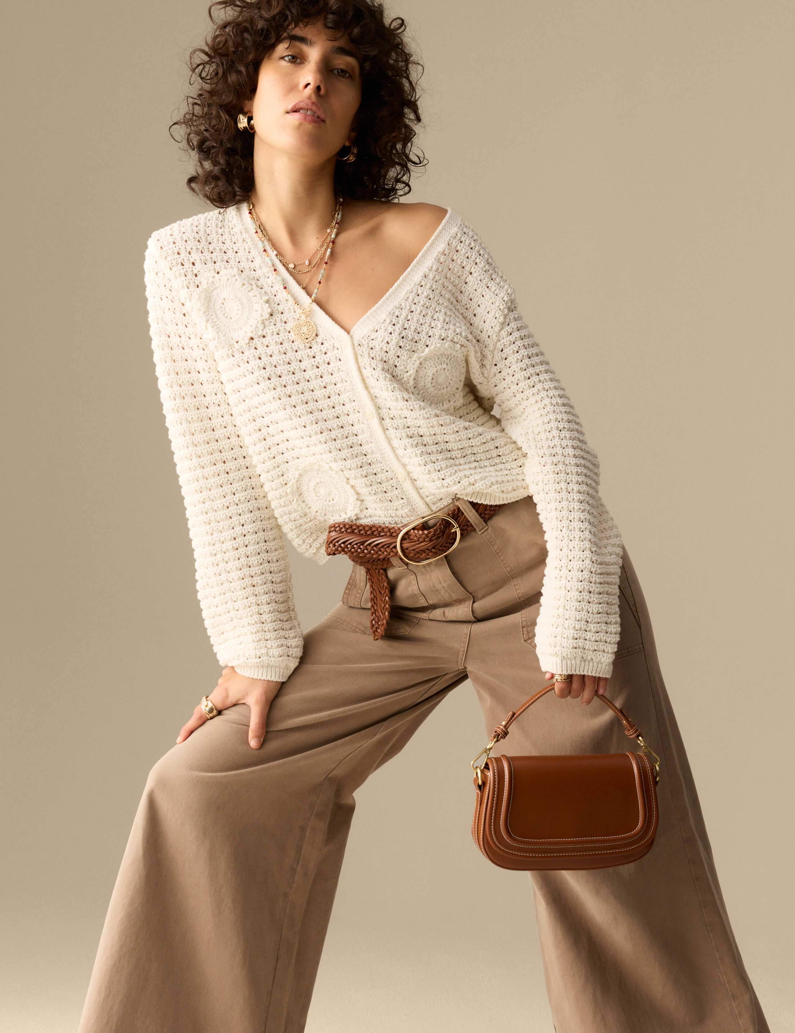 Cotton Blend Knitted V-Neck Cardigan 3 of 7