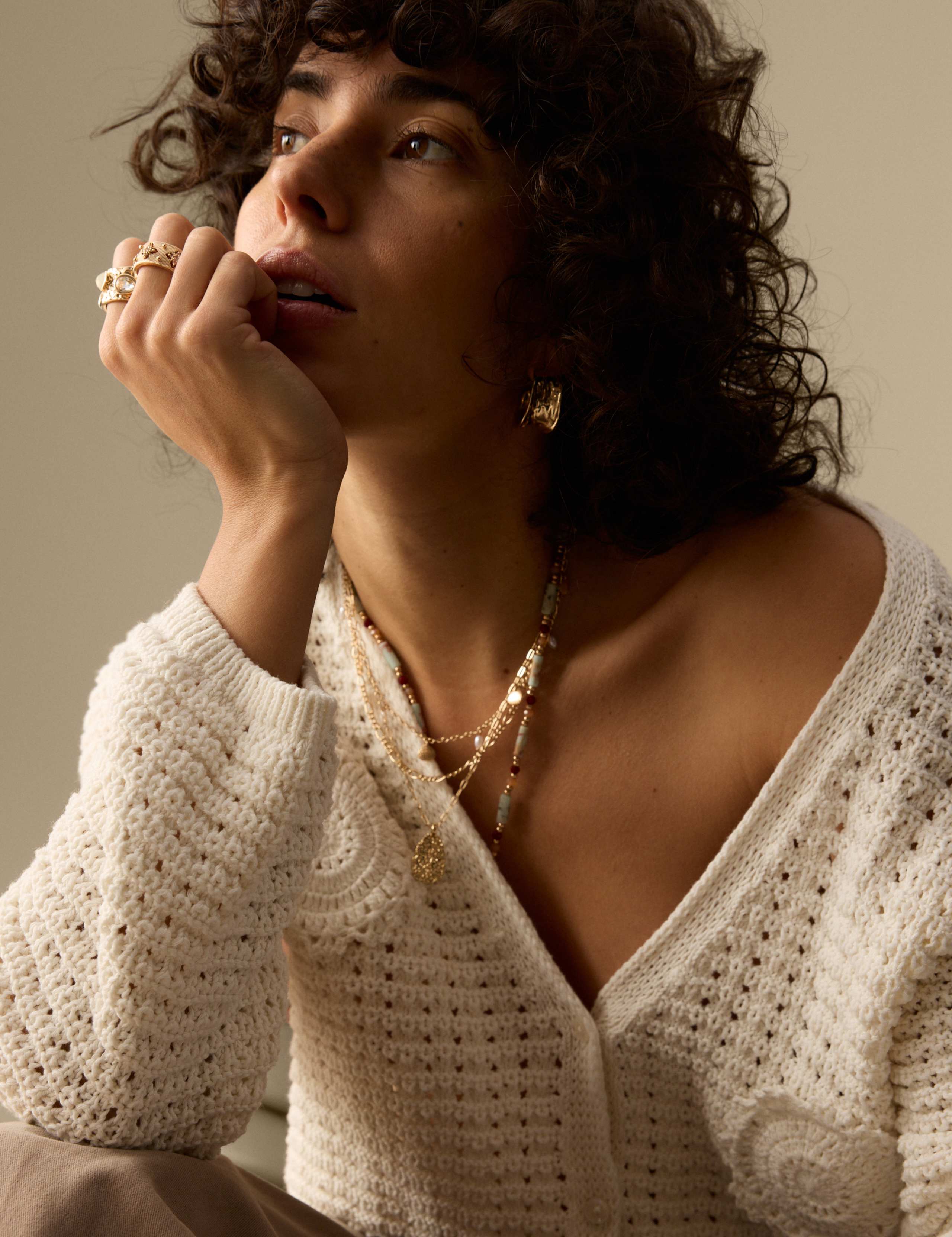 Cotton Blend Knitted V-Neck Cardigan 6 of 7
