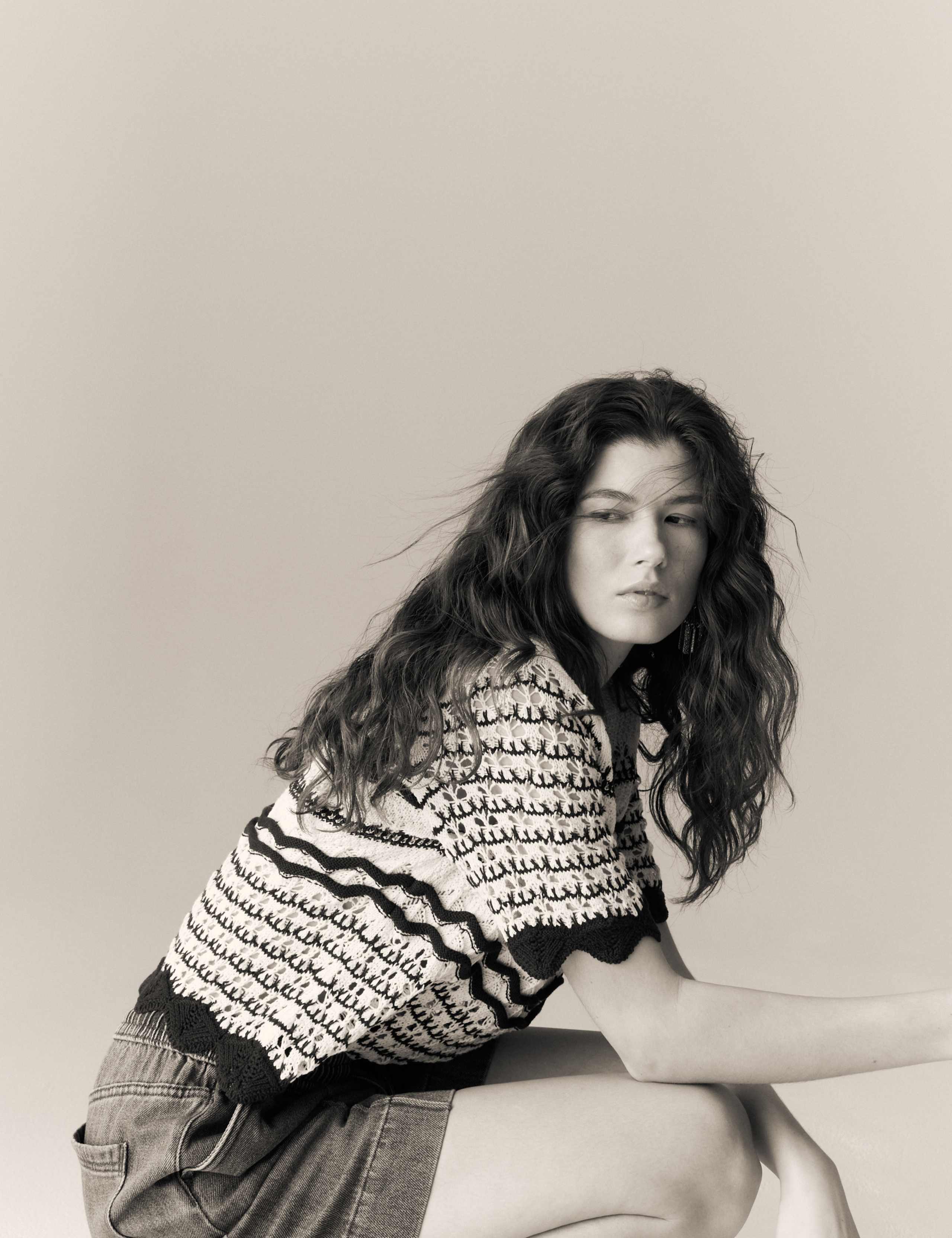 Cotton Blend Striped Knitted Top 4 of 5