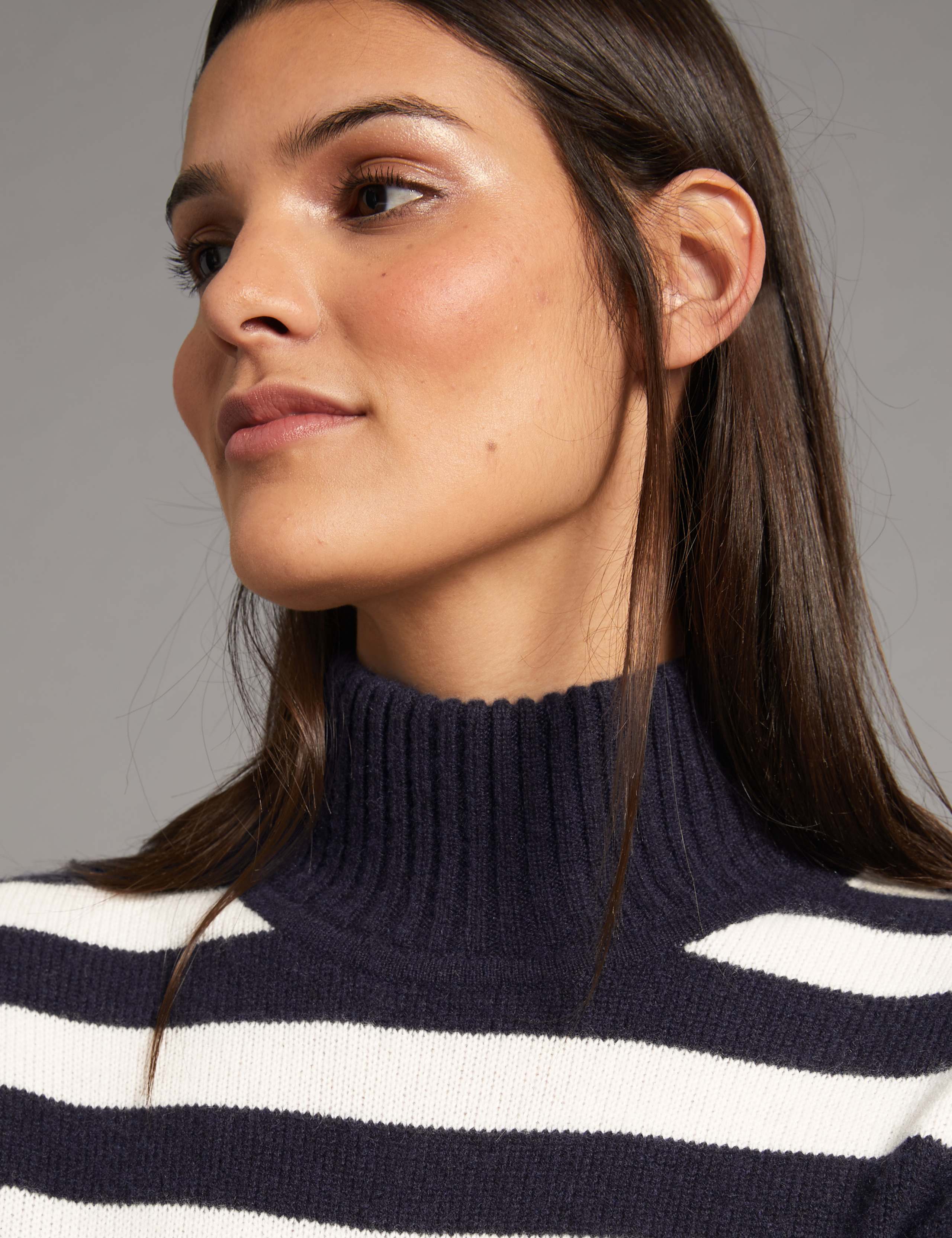 Pure Cashmere Striped Turtle Neck Jumper 5 of 5