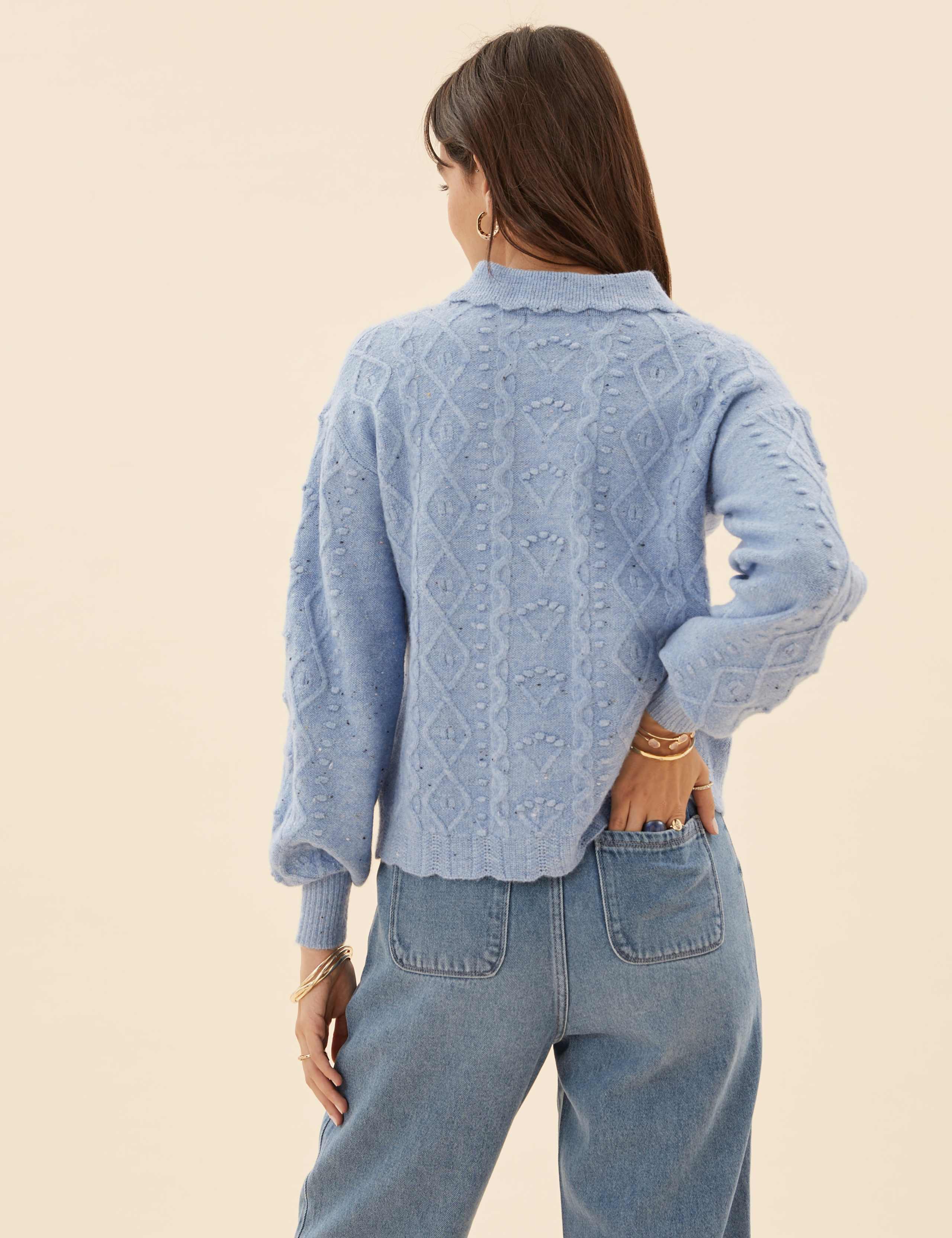 Cable Knit Collared Scallop Edge Jumper | Per Una | M&S