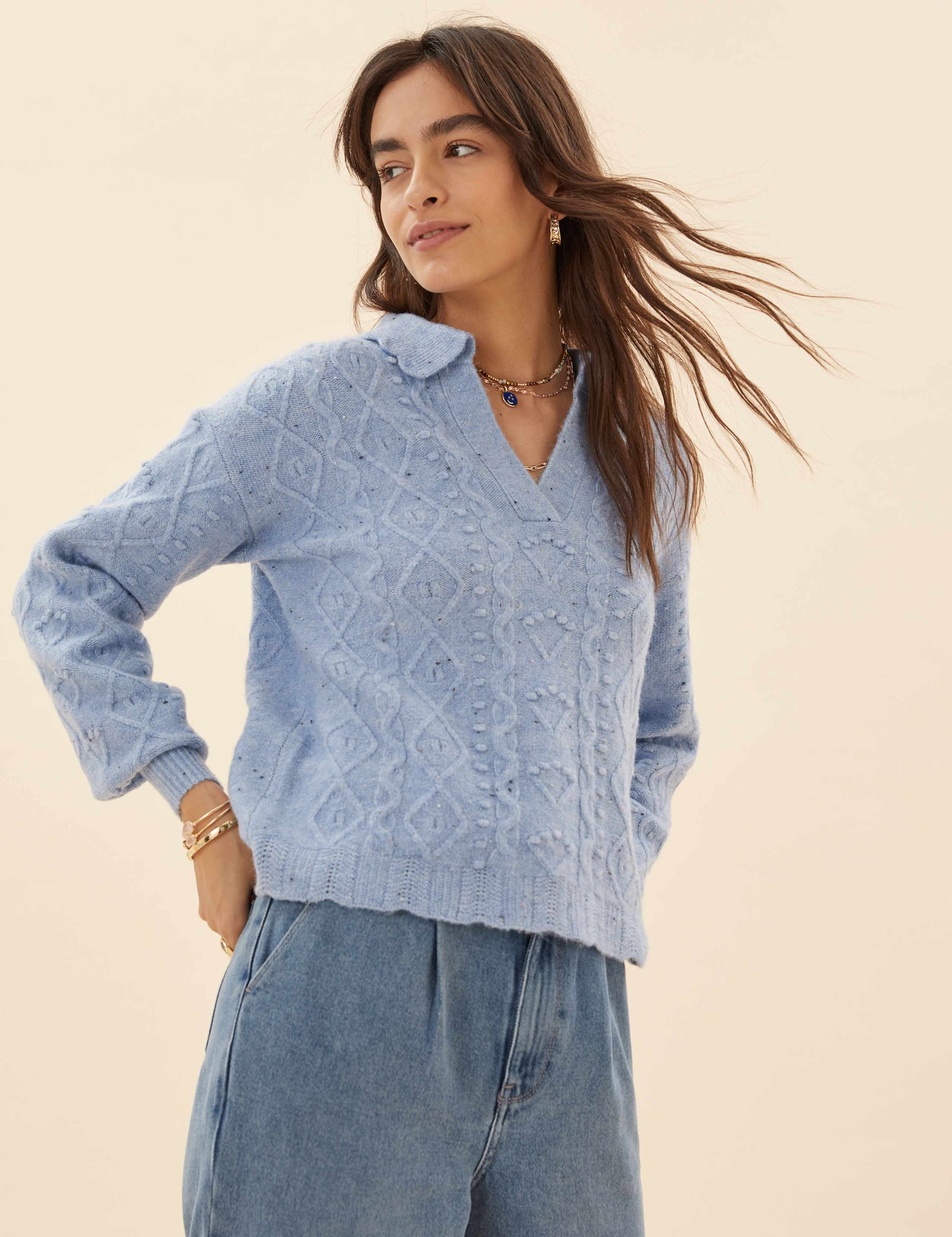 【最終価格】eLLa scallop collar knit (navy) eLLa scallop collar knit (navy)