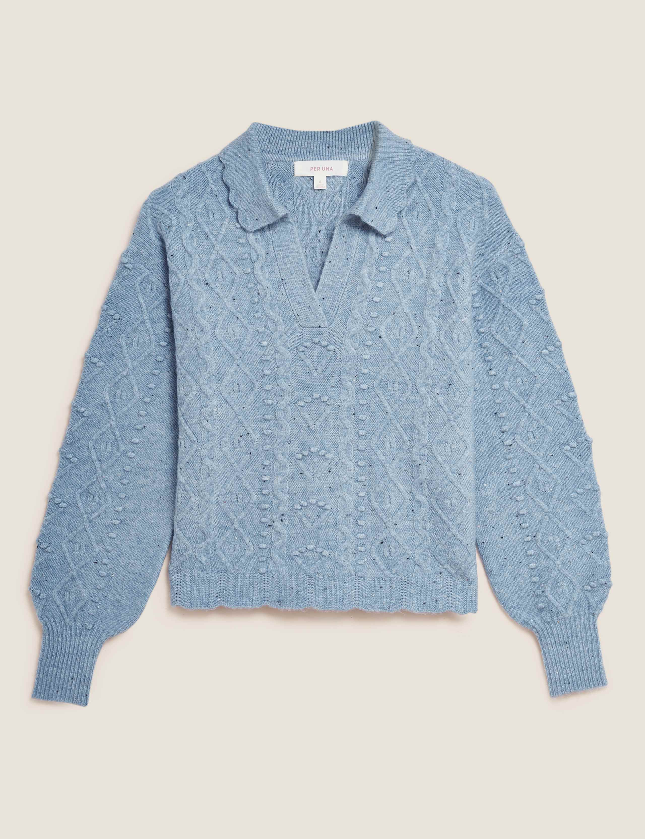 Cable Knit Collared Scallop Edge Jumper | Per Una | M&S