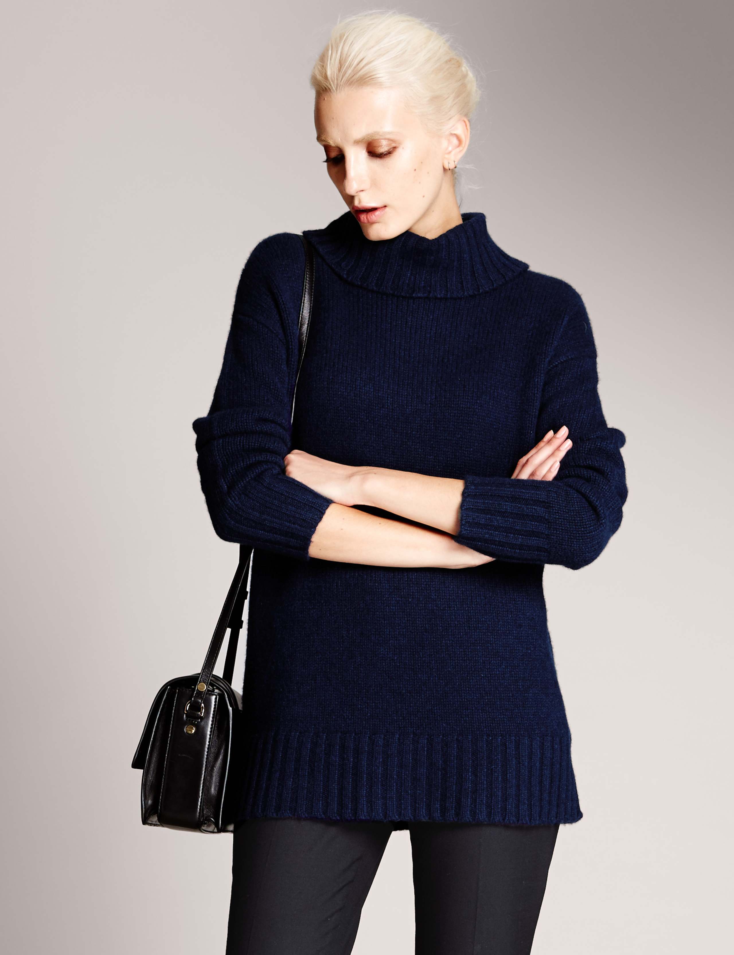 Pure Cashmere Funnel Neck Jumper 1 of 3