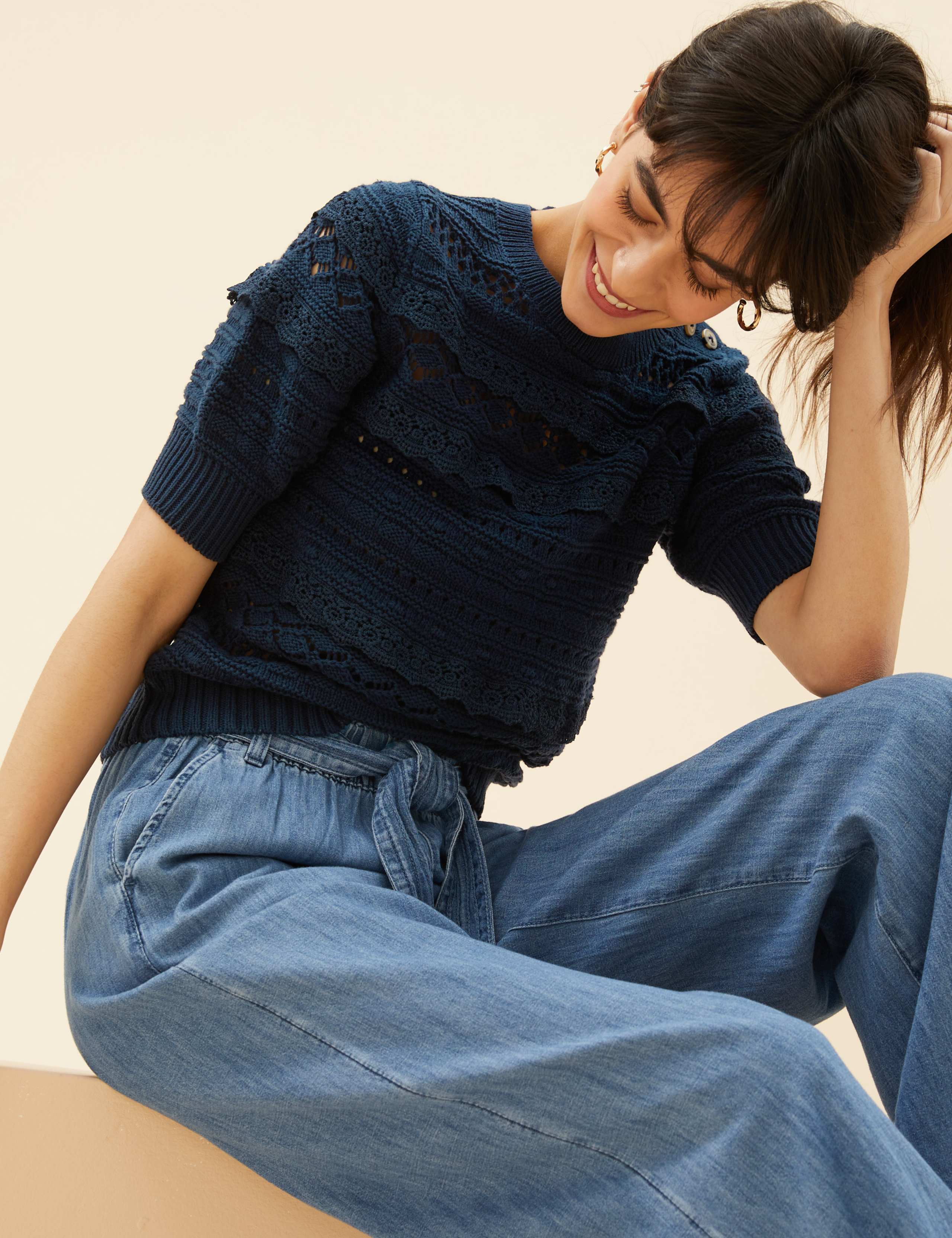 Pure Cotton Knitted 3/4 Sleeve Top 4 of 7